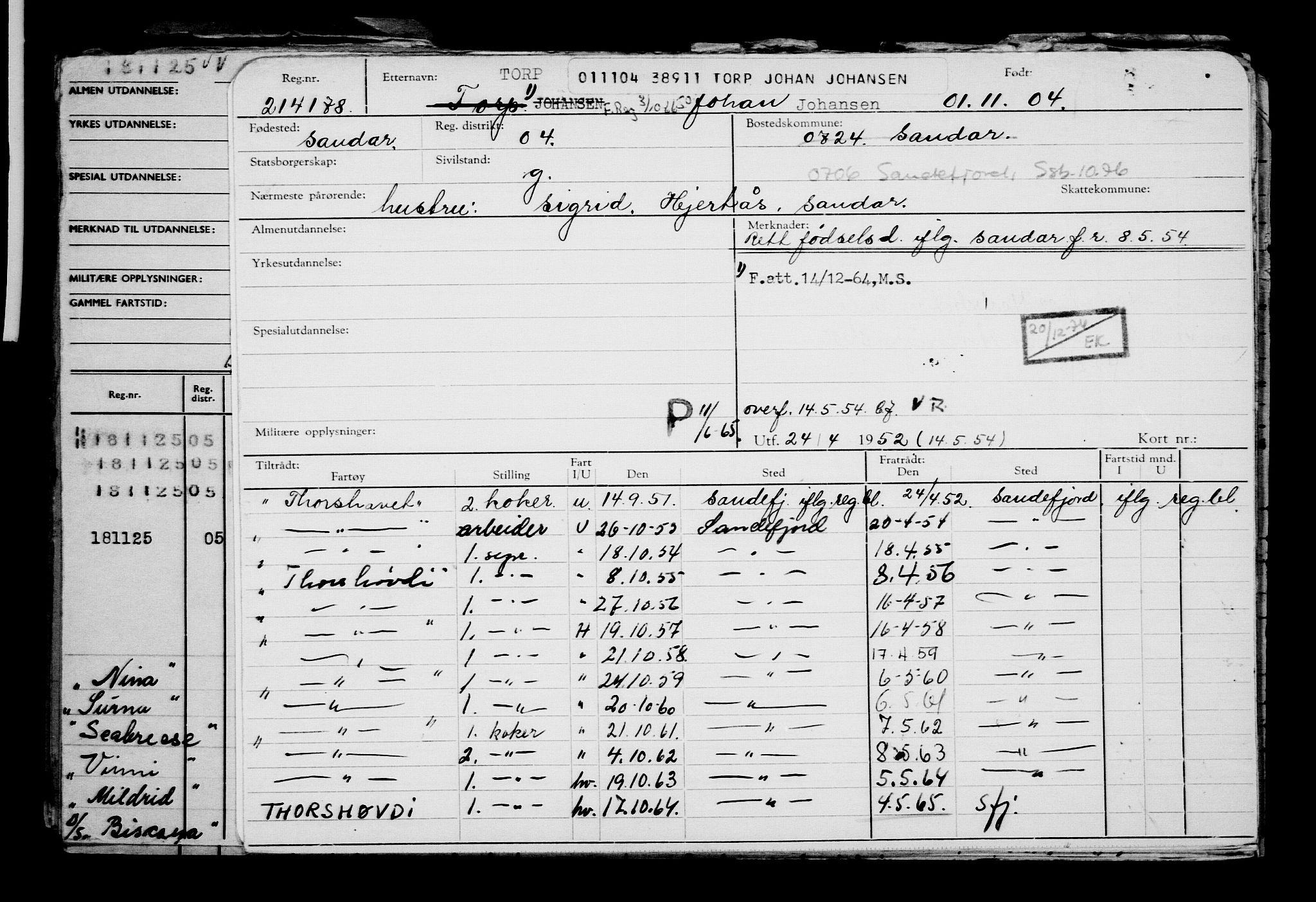 Direktoratet for sjømenn, RA/S-3545/G/Gb/L0056: Hovedkort, 1904, p. 343