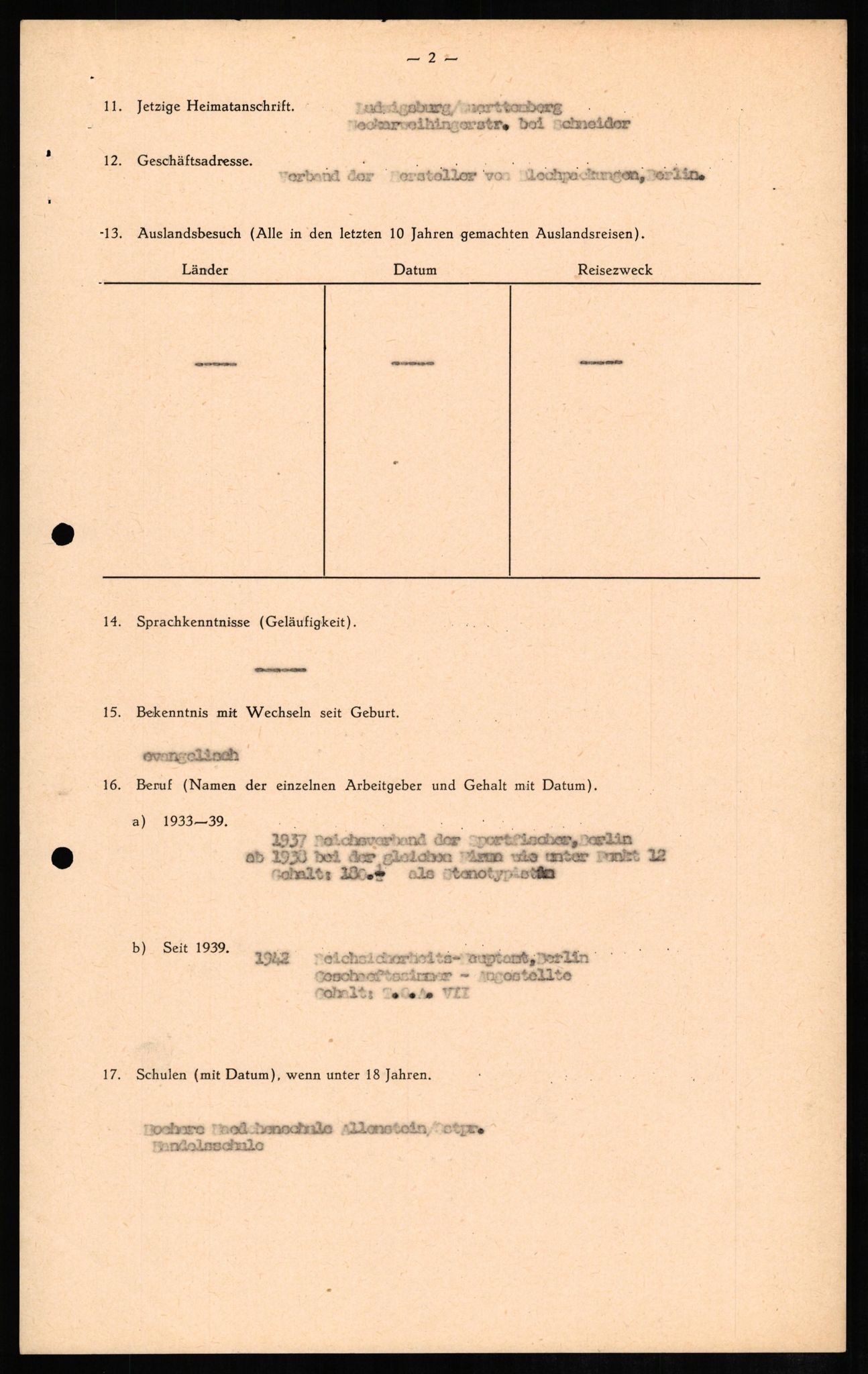 Forsvaret, Forsvarets overkommando II, AV/RA-RAFA-3915/D/Db/L0010: CI Questionaires. Tyske okkupasjonsstyrker i Norge. Tyskere., 1945-1946, p. 282