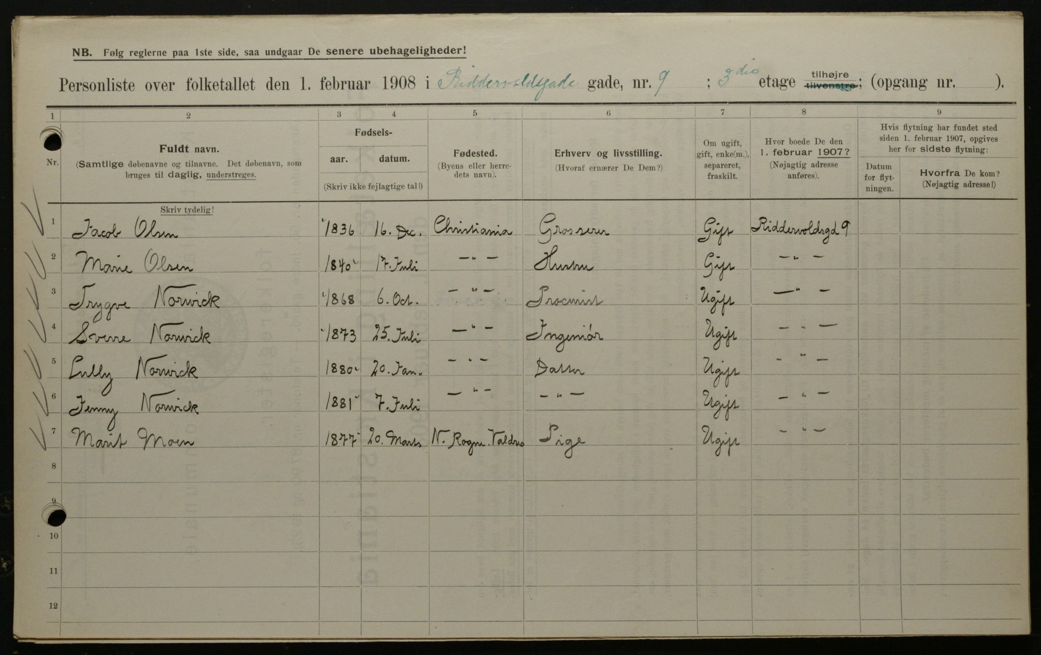 OBA, Municipal Census 1908 for Kristiania, 1908, p. 74675