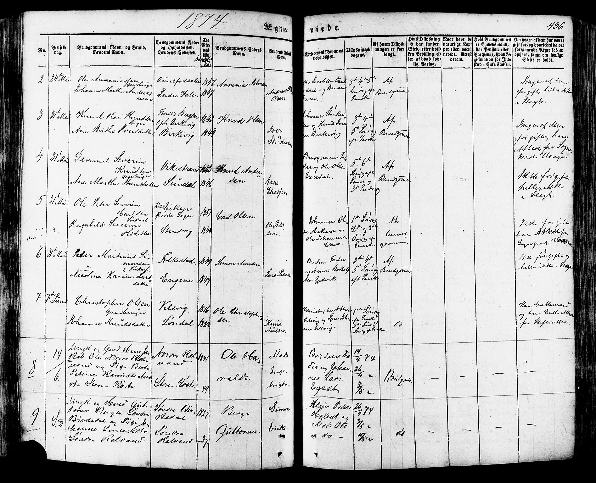 Ministerialprotokoller, klokkerbøker og fødselsregistre - Møre og Romsdal, SAT/A-1454/511/L0140: Parish register (official) no. 511A07, 1851-1878, p. 436