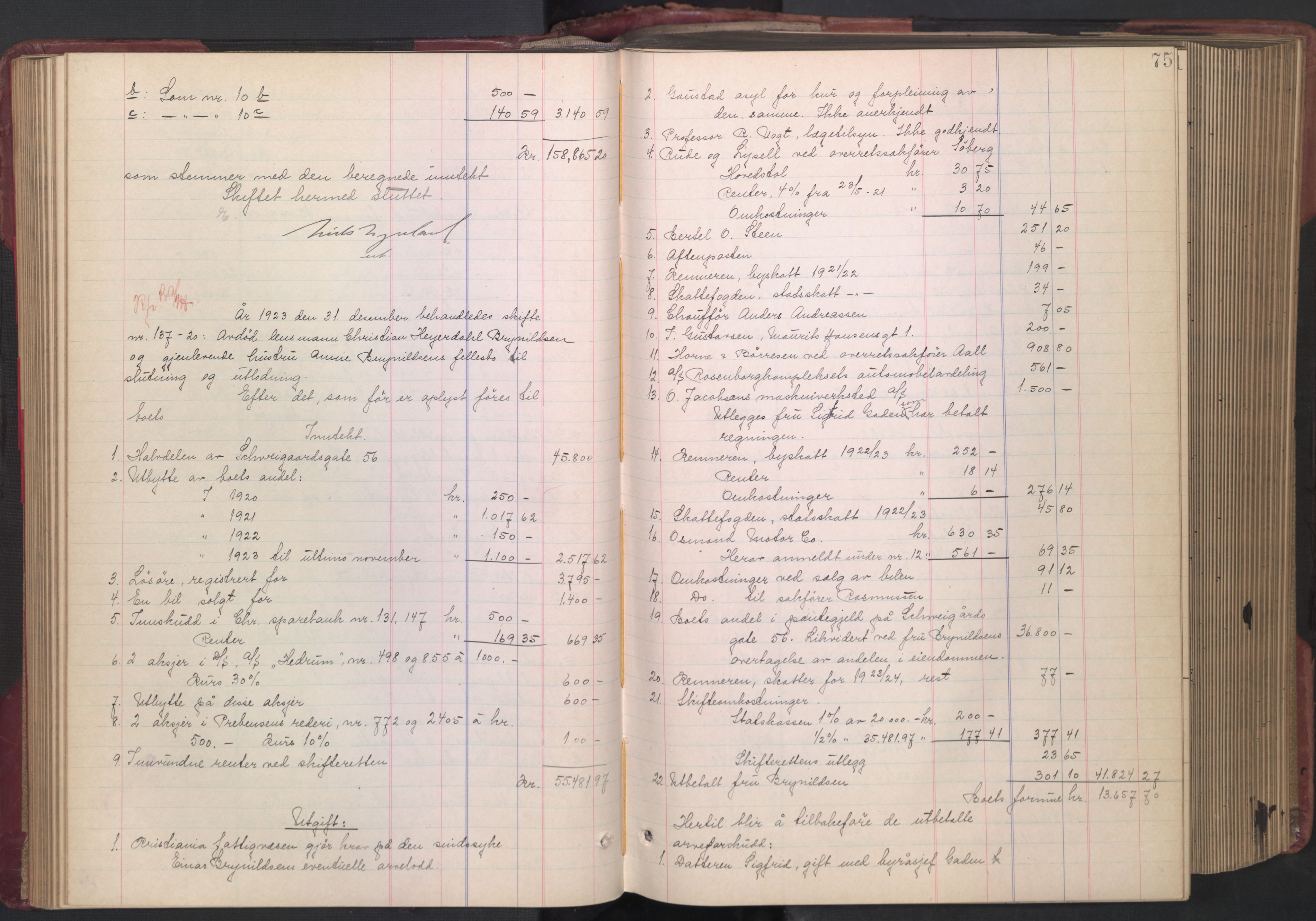Oslo skifterett, AV/SAO-A-10383/H/Hd/Hdc/L0012: Skifteutlodningsprotokoll, 1923-1925, p. 75
