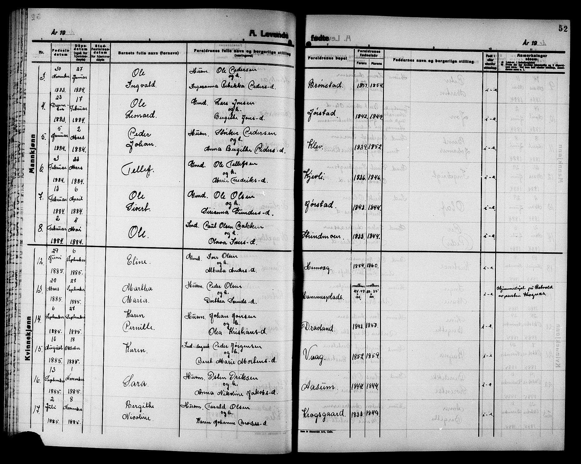 Ministerialprotokoller, klokkerbøker og fødselsregistre - Nord-Trøndelag, AV/SAT-A-1458/749/L0486: Parish register (official) no. 749D02, 1873-1887, p. 52
