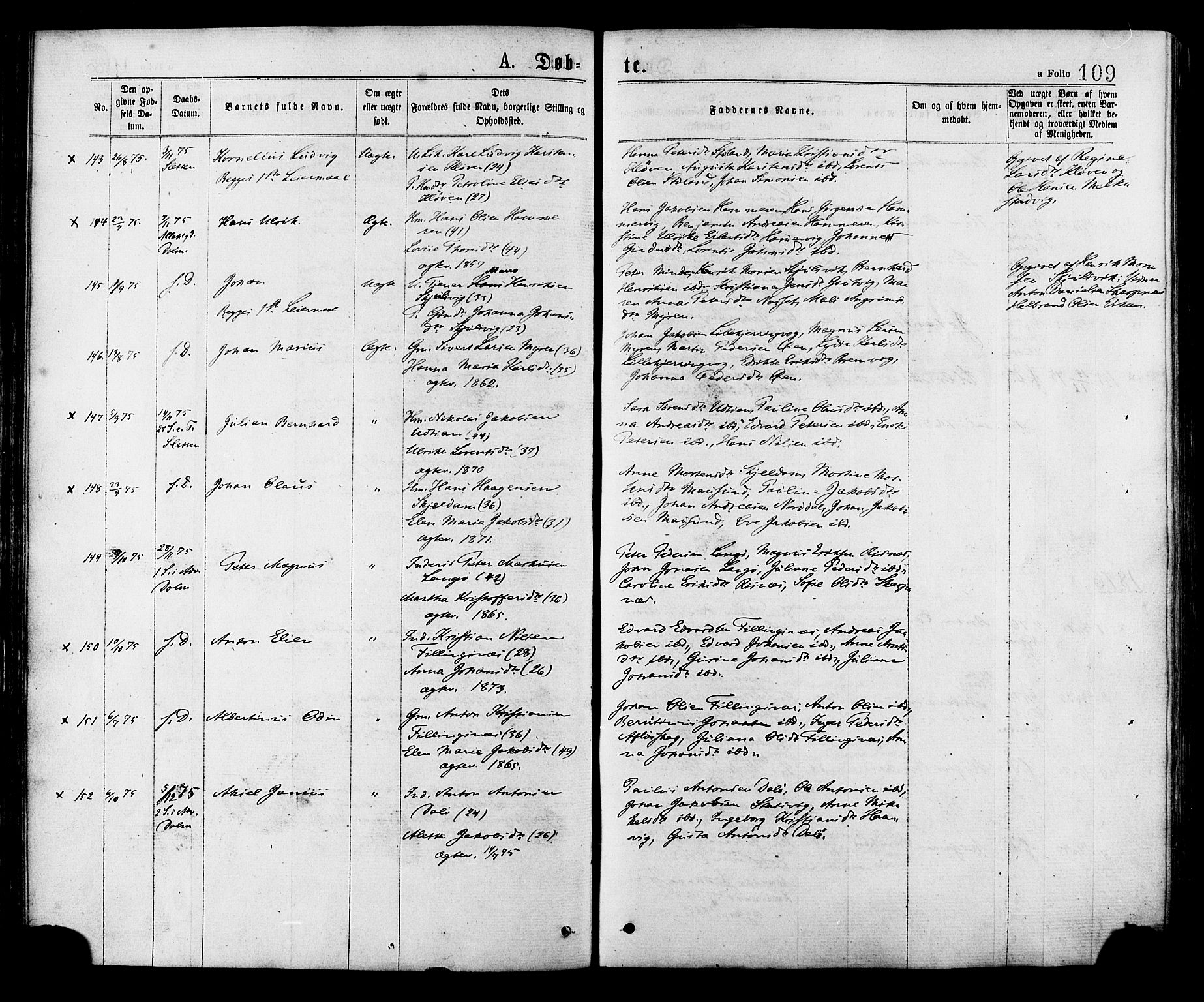 Ministerialprotokoller, klokkerbøker og fødselsregistre - Sør-Trøndelag, SAT/A-1456/634/L0532: Parish register (official) no. 634A08, 1871-1881, p. 109