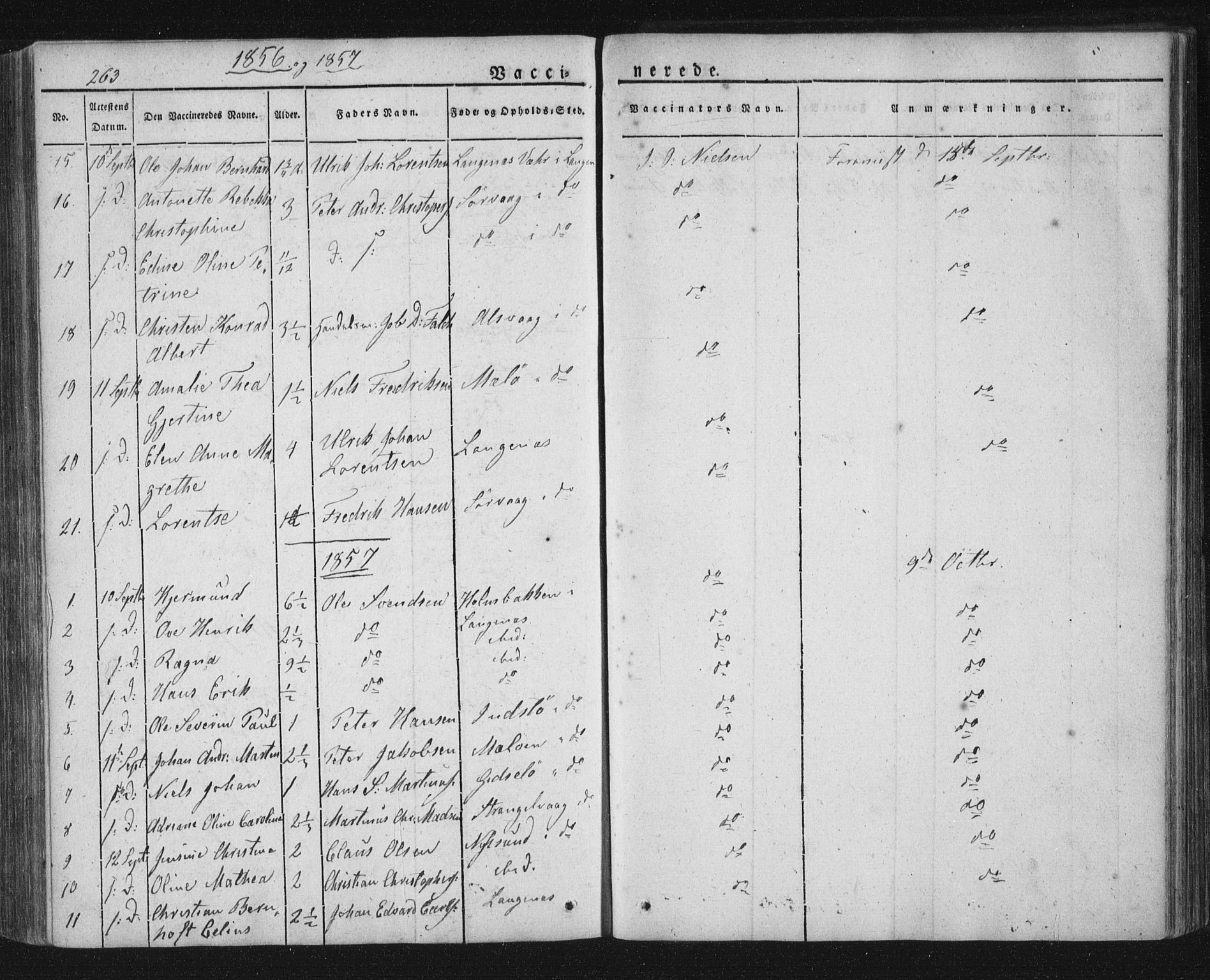 Ministerialprotokoller, klokkerbøker og fødselsregistre - Nordland, AV/SAT-A-1459/893/L1332: Parish register (official) no. 893A05, 1841-1858, p. 263