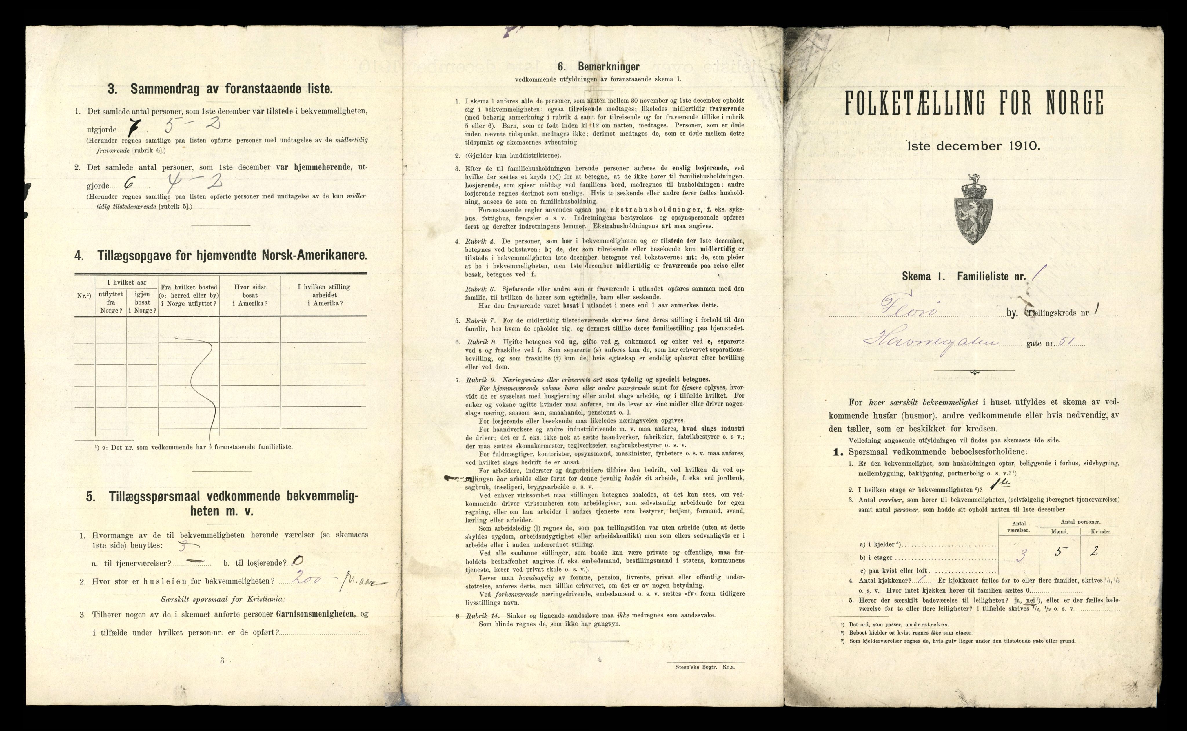 RA, 1910 census for Florø, 1910, p. 23