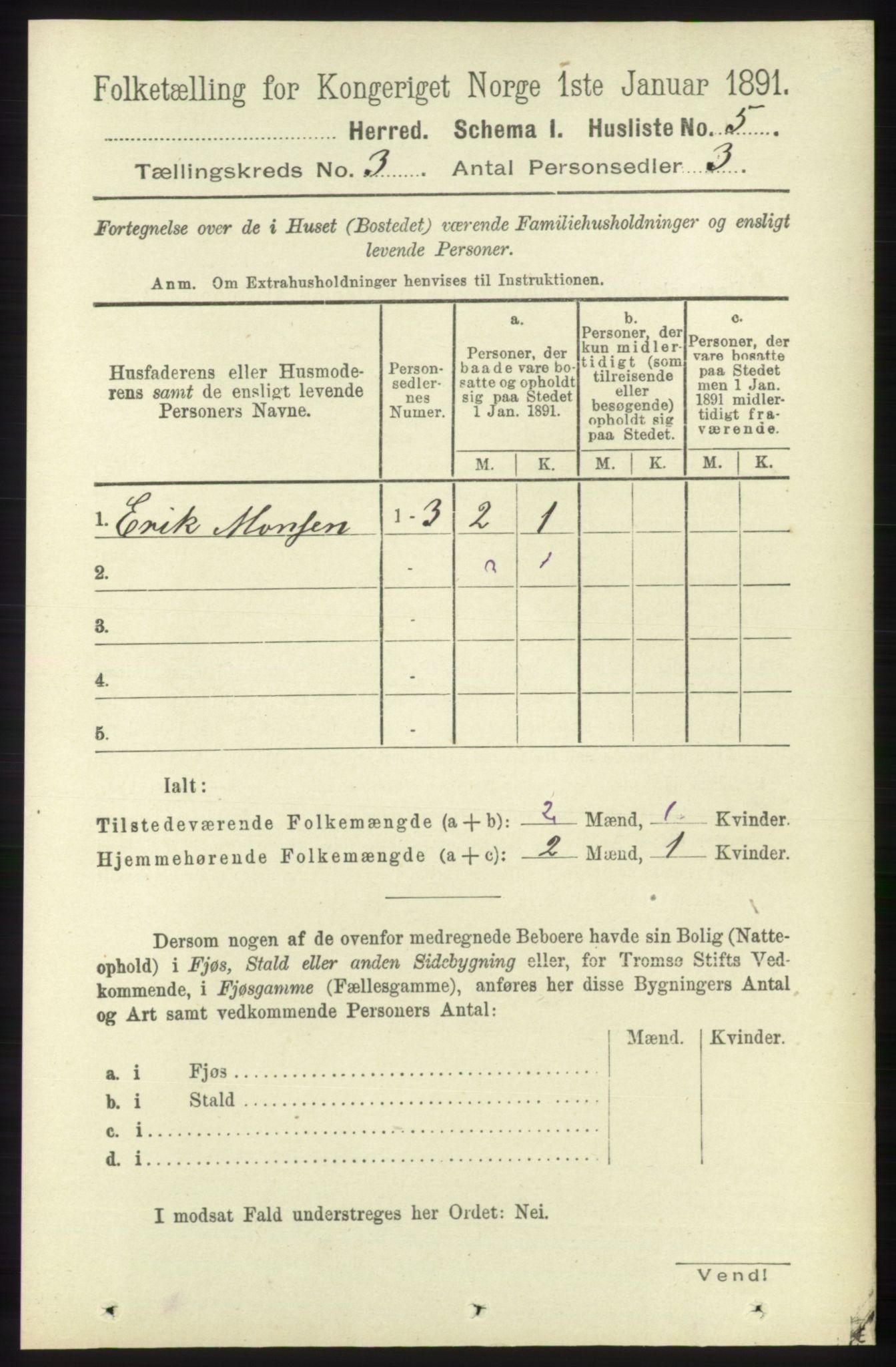 RA, 1891 census for 1250 Haus, 1891, p. 903