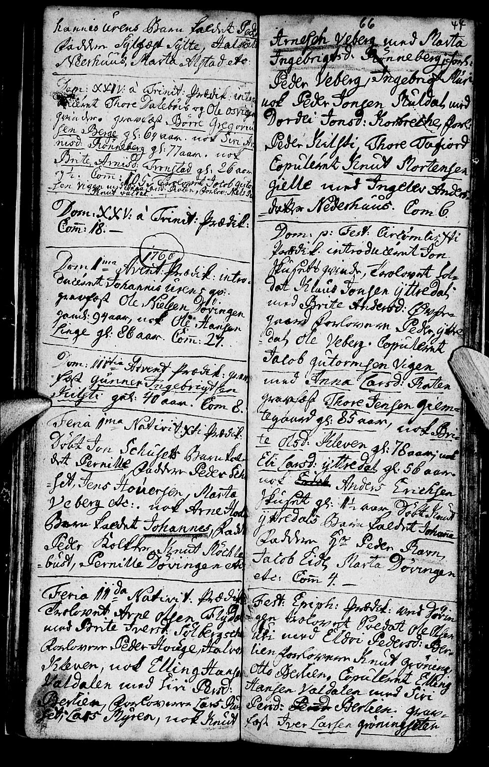 Ministerialprotokoller, klokkerbøker og fødselsregistre - Møre og Romsdal, SAT/A-1454/519/L0243: Parish register (official) no. 519A02, 1760-1770, p. 43-44