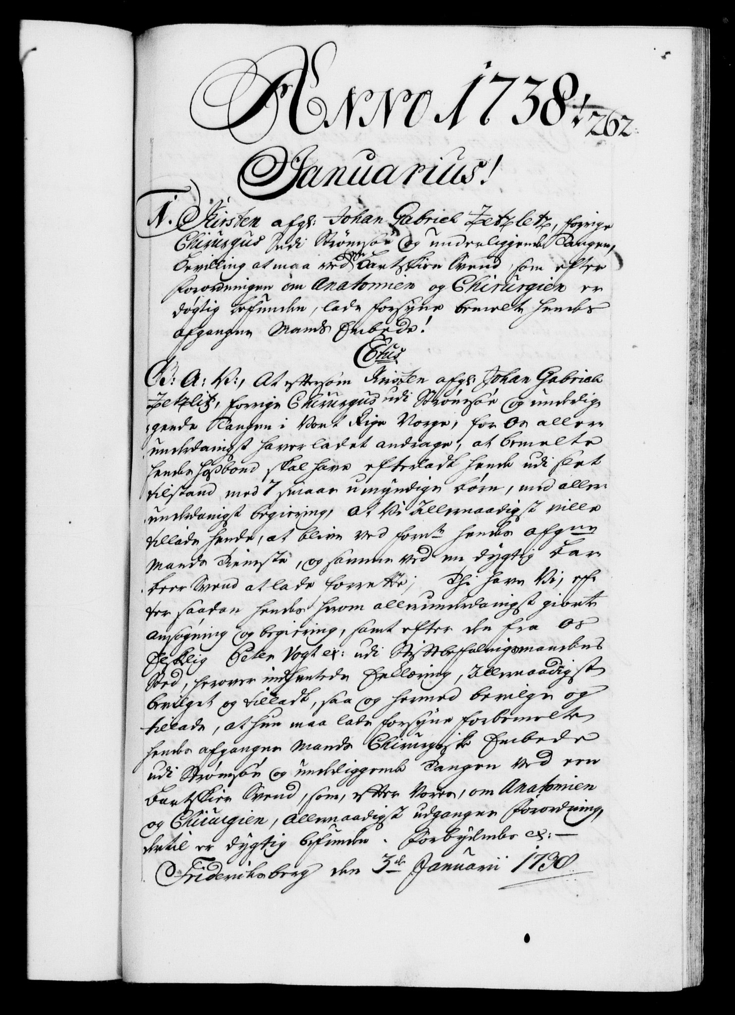 Danske Kanselli 1572-1799, AV/RA-EA-3023/F/Fc/Fca/Fcaa/L0030: Norske registre, 1737-1738, p. 262a