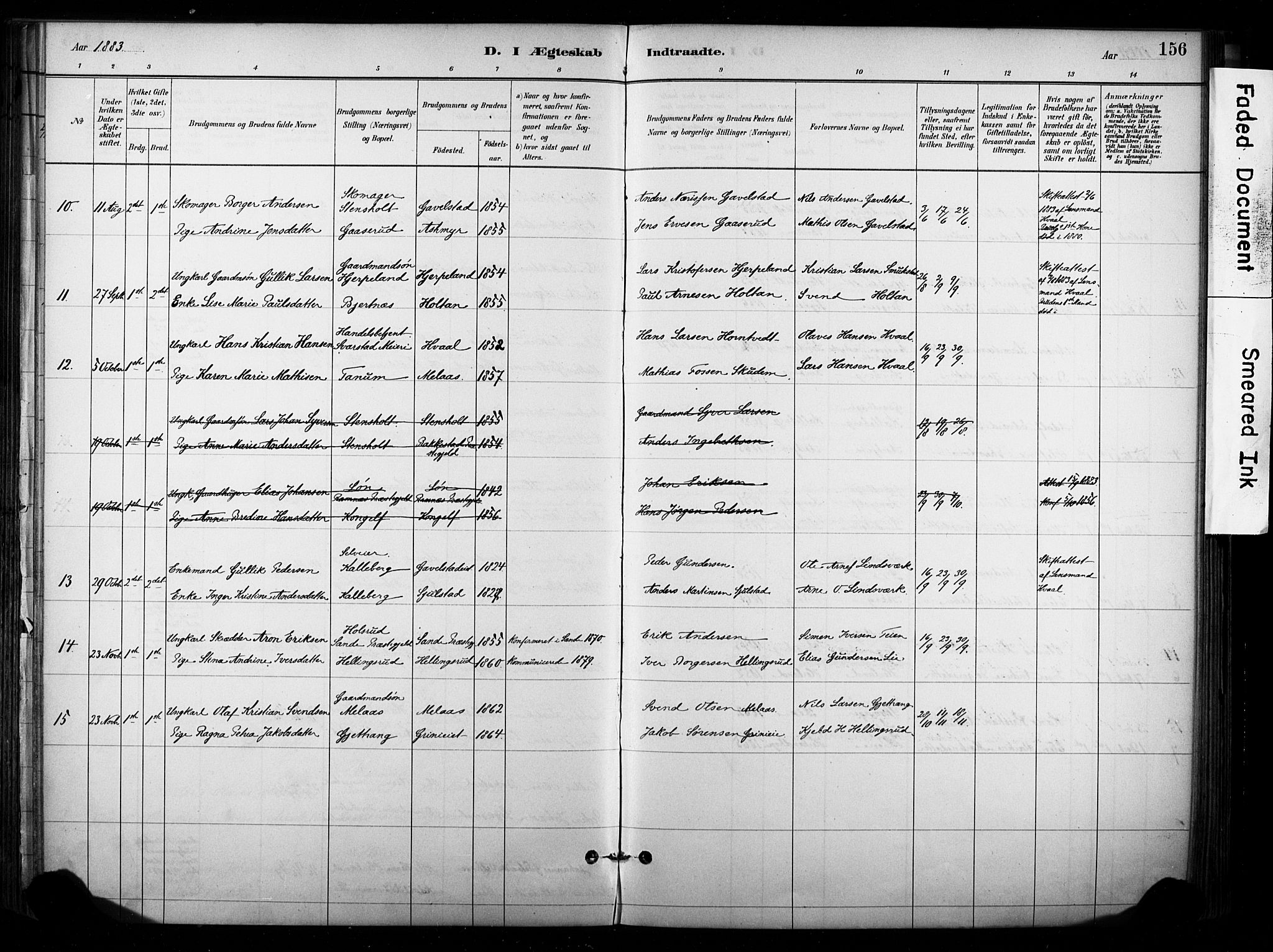 Lardal kirkebøker, AV/SAKO-A-350/F/Fb/L0001: Parish register (official) no. II 1, 1881-1911, p. 156