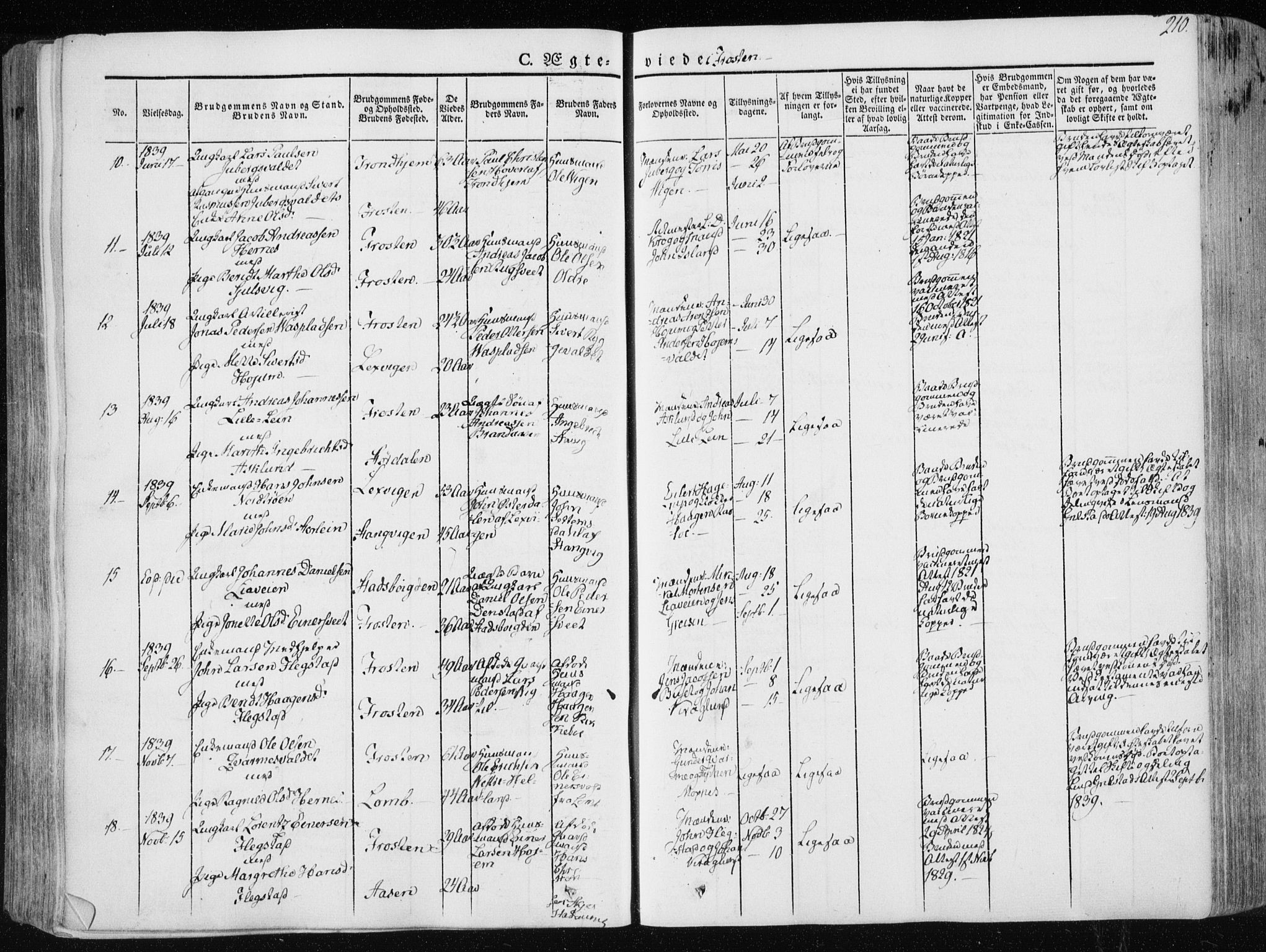 Ministerialprotokoller, klokkerbøker og fødselsregistre - Nord-Trøndelag, AV/SAT-A-1458/713/L0115: Parish register (official) no. 713A06, 1838-1851, p. 210