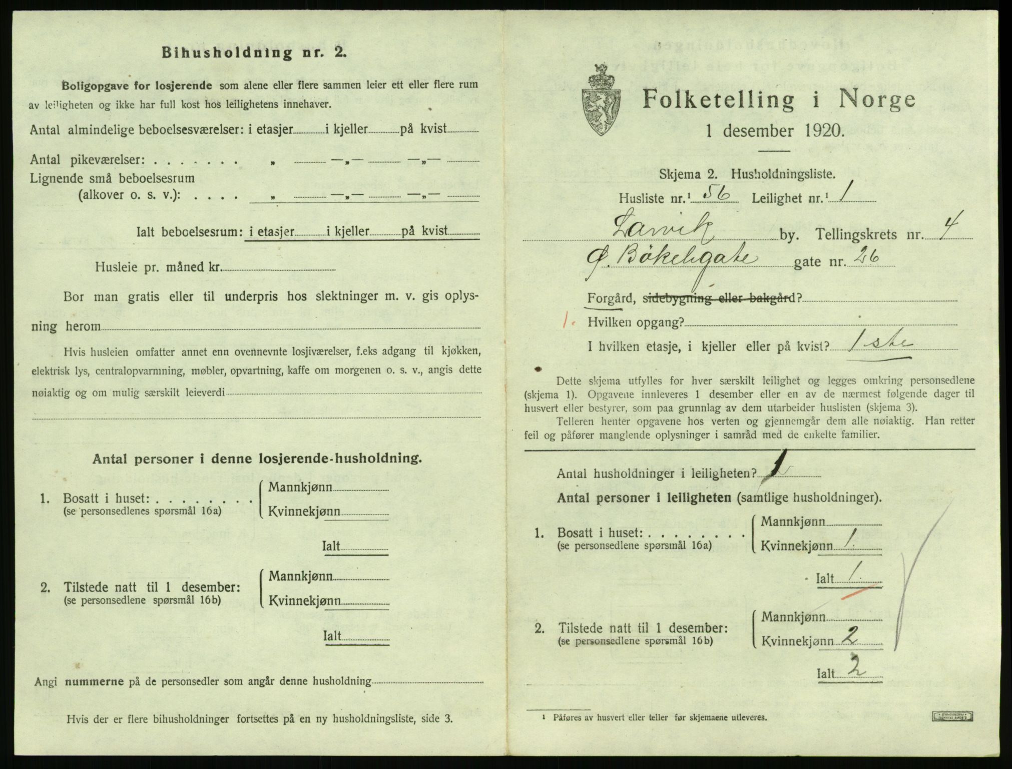 SAKO, 1920 census for Larvik, 1920, p. 4418