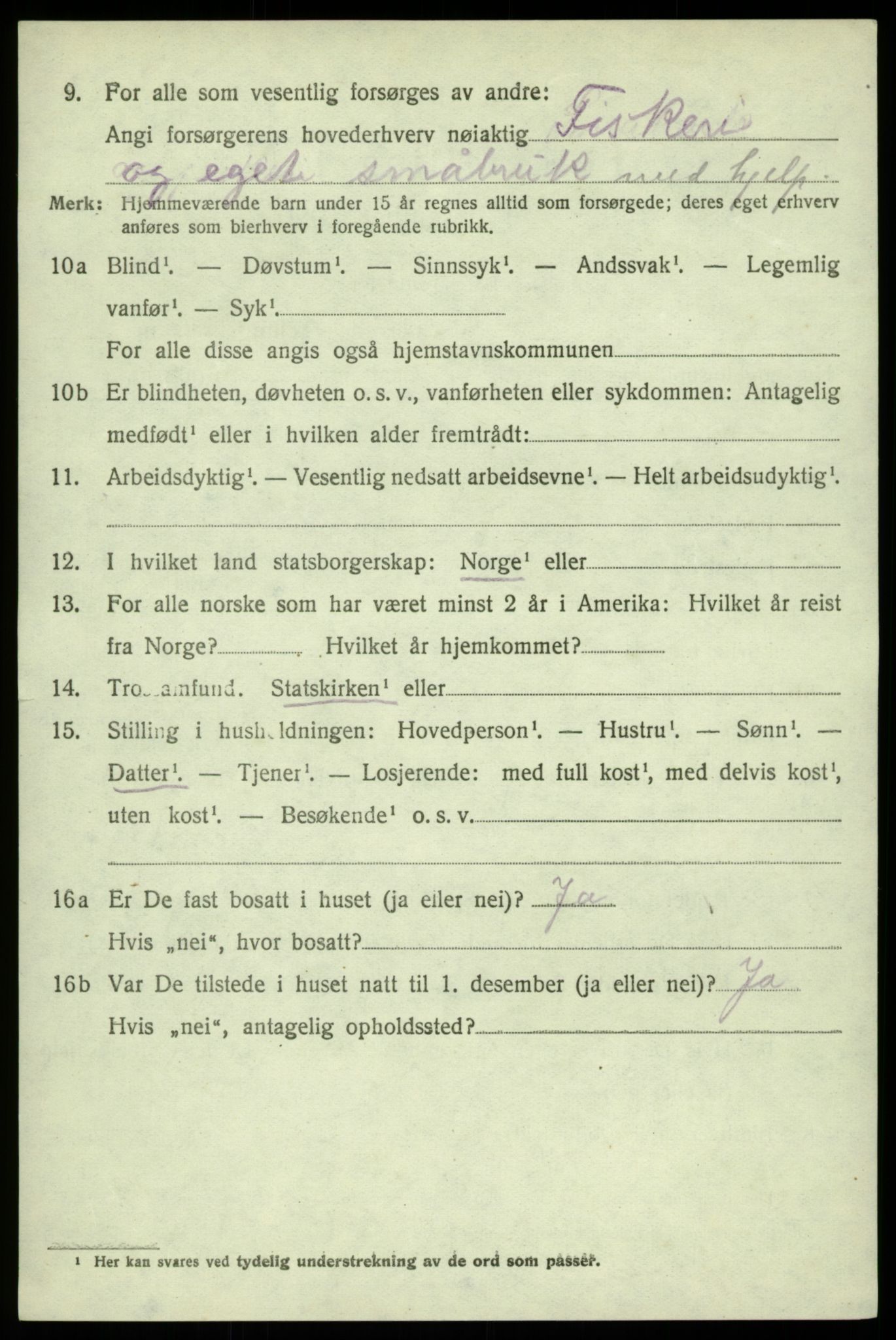 SAB, 1920 census for Sund, 1920, p. 5314