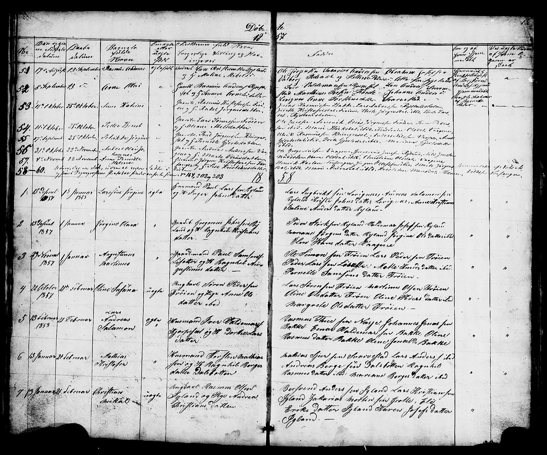 Bremanger sokneprestembete, SAB/A-82201/H/Hab/Haba/L0001: Parish register (copy) no. A 1, 1853-1865, p. 18