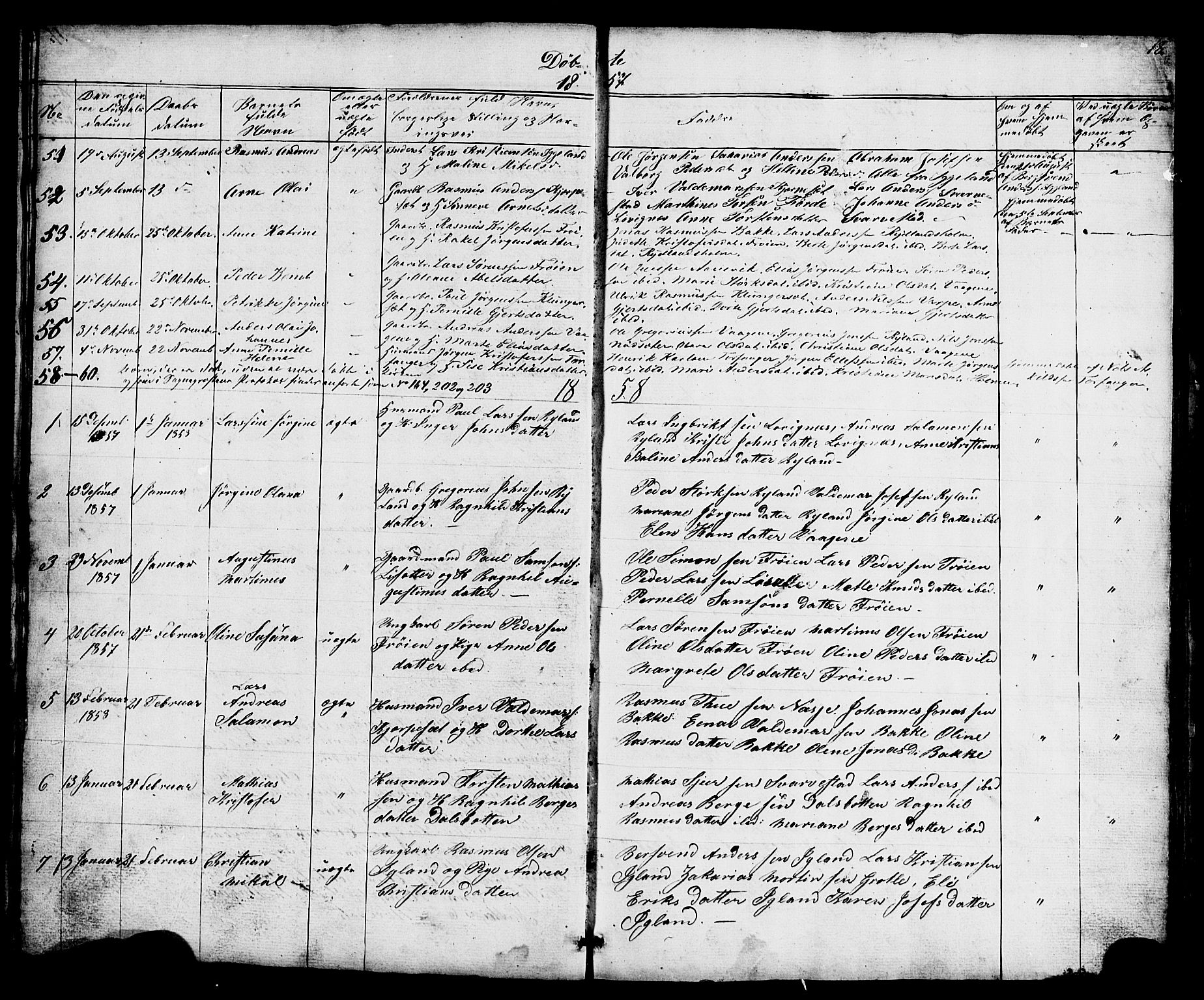 Bremanger sokneprestembete, AV/SAB-A-82201/H/Hab/Haba/L0001: Parish register (copy) no. A 1, 1853-1865, p. 18