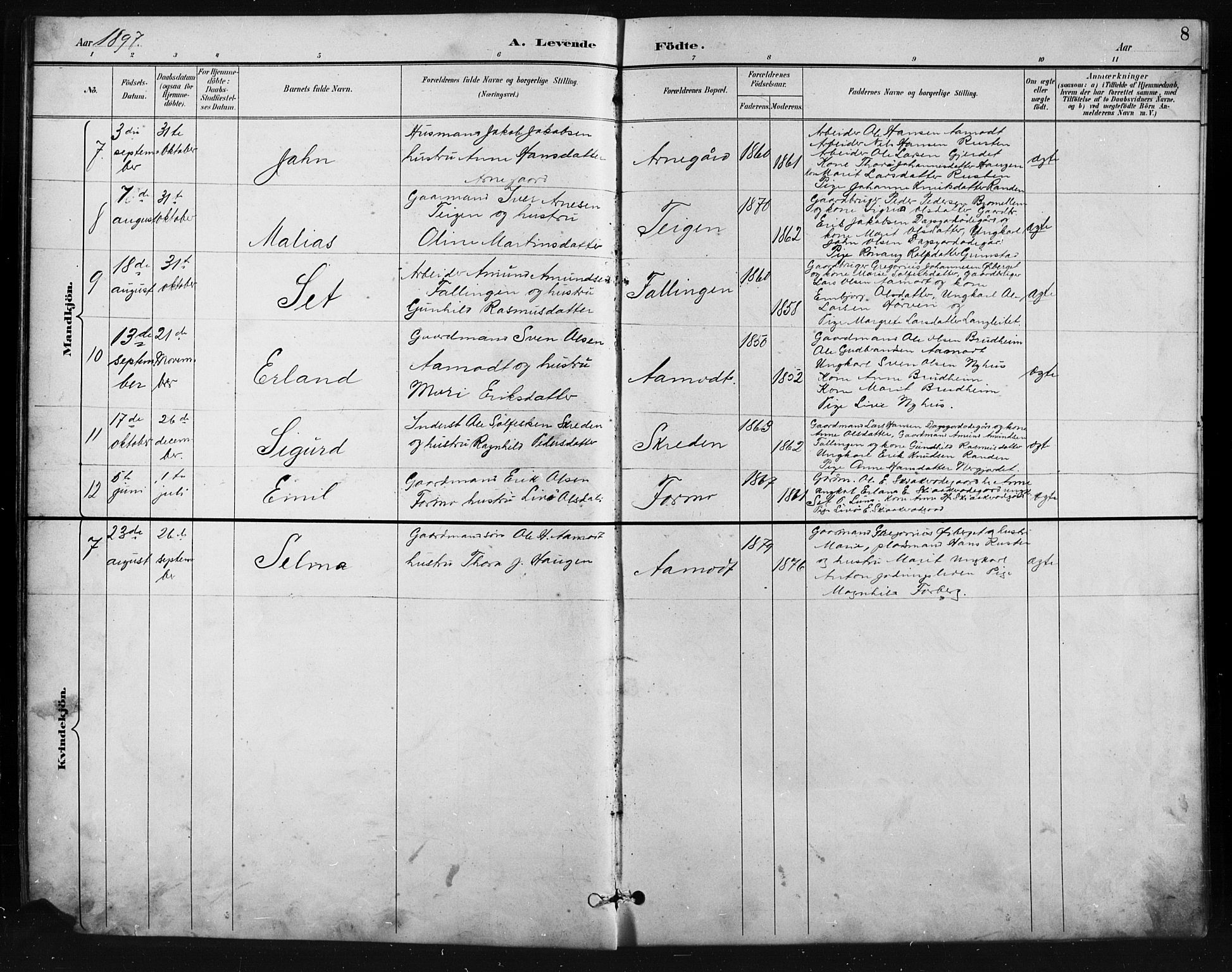 Skjåk prestekontor, AV/SAH-PREST-072/H/Ha/Hab/L0004: Parish register (copy) no. 4, 1895-1921, p. 8