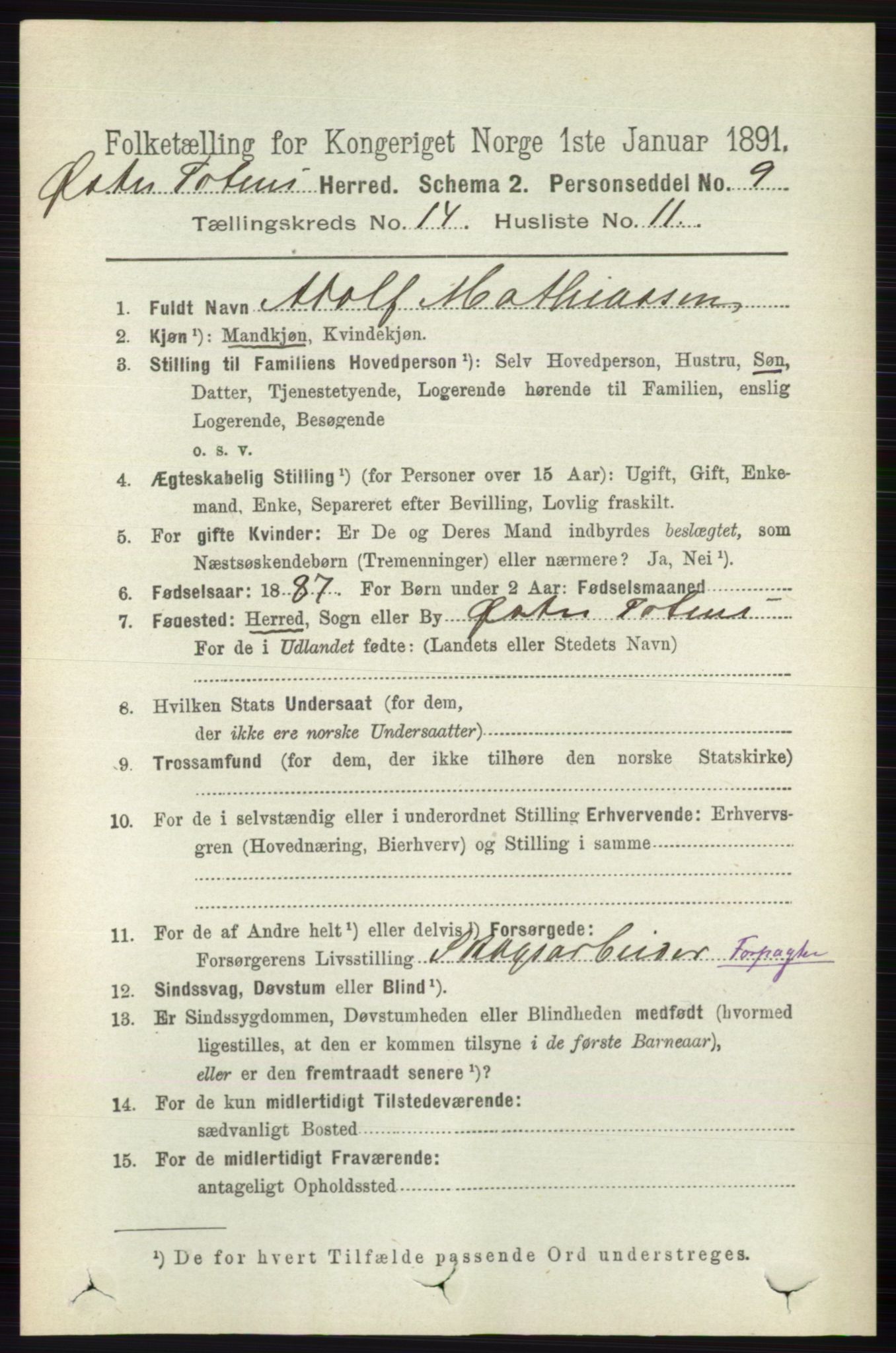 RA, 1891 census for 0528 Østre Toten, 1891, p. 9114