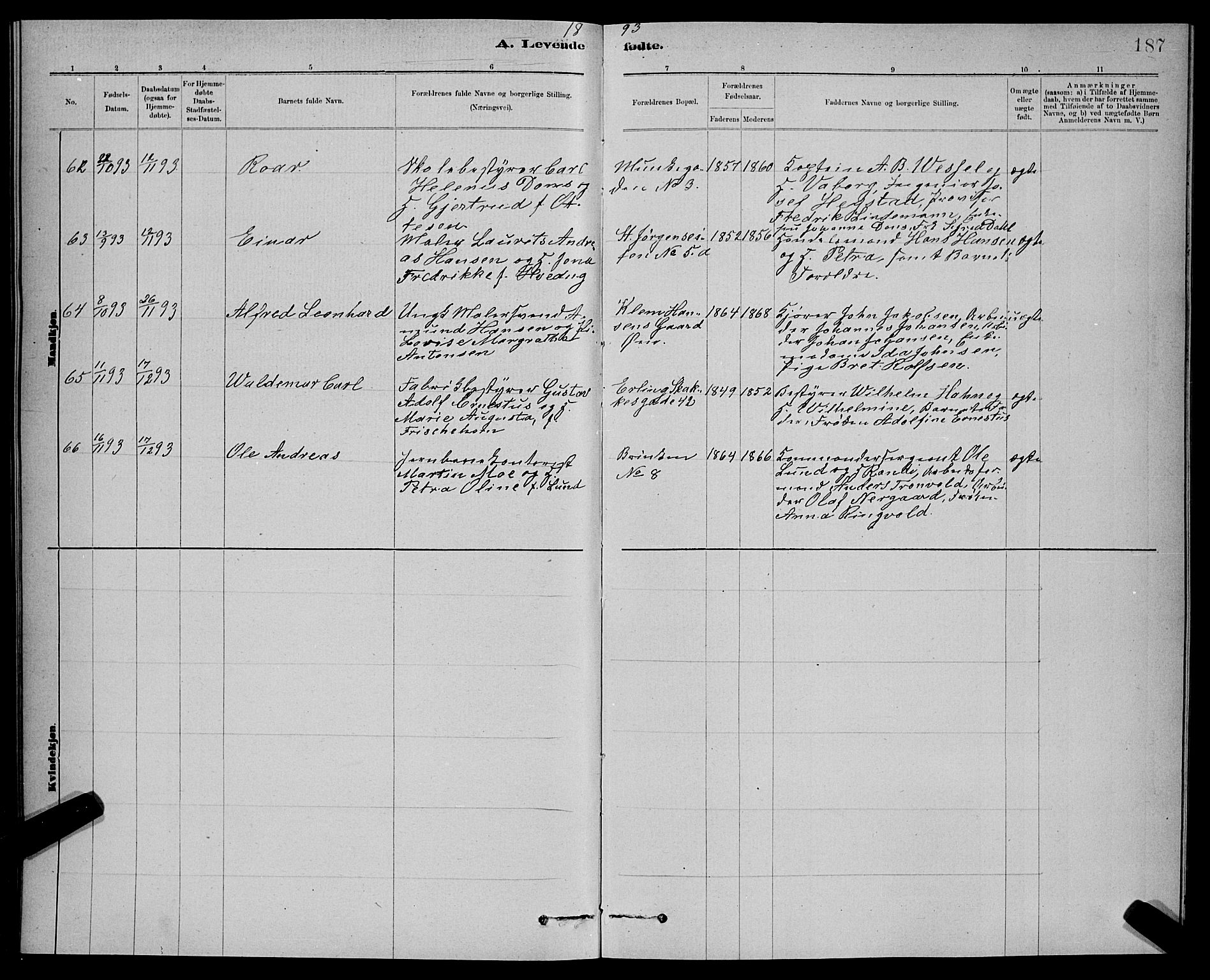 Ministerialprotokoller, klokkerbøker og fødselsregistre - Sør-Trøndelag, AV/SAT-A-1456/601/L0092: Parish register (copy) no. 601C10, 1884-1897, p. 187