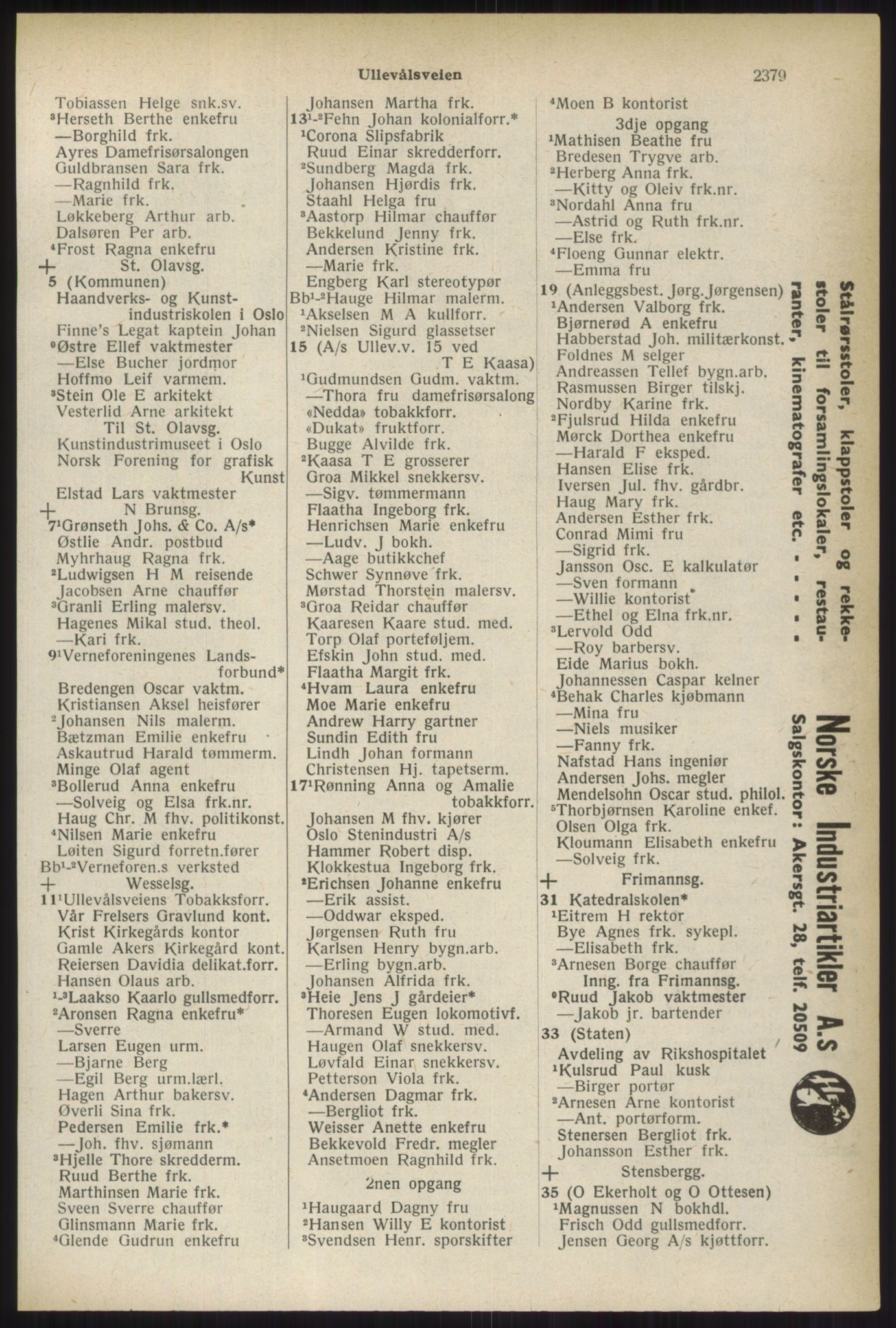 Kristiania/Oslo adressebok, PUBL/-, 1937, p. 2379