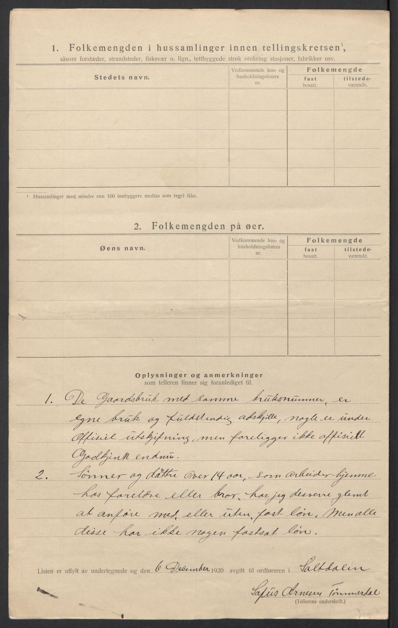 SAT, 1920 census for Saltdal, 1920, p. 49