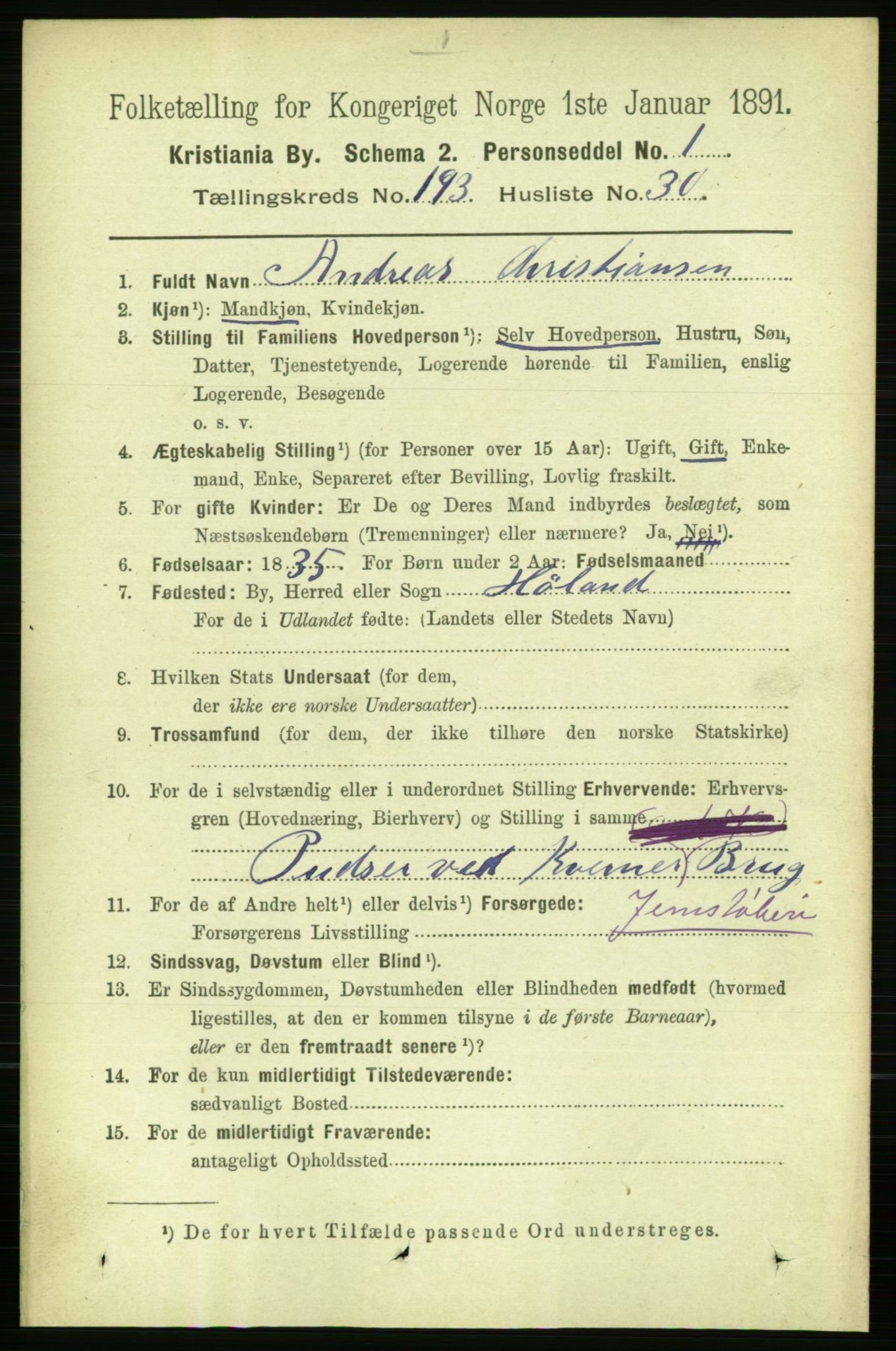 RA, 1891 census for 0301 Kristiania, 1891, p. 116811