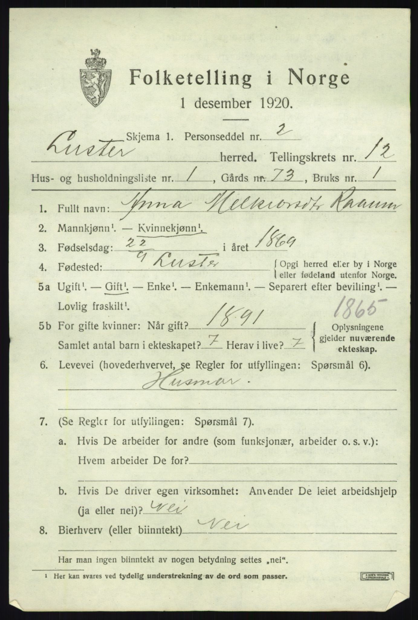 SAB, 1920 census for Luster, 1920, p. 6038