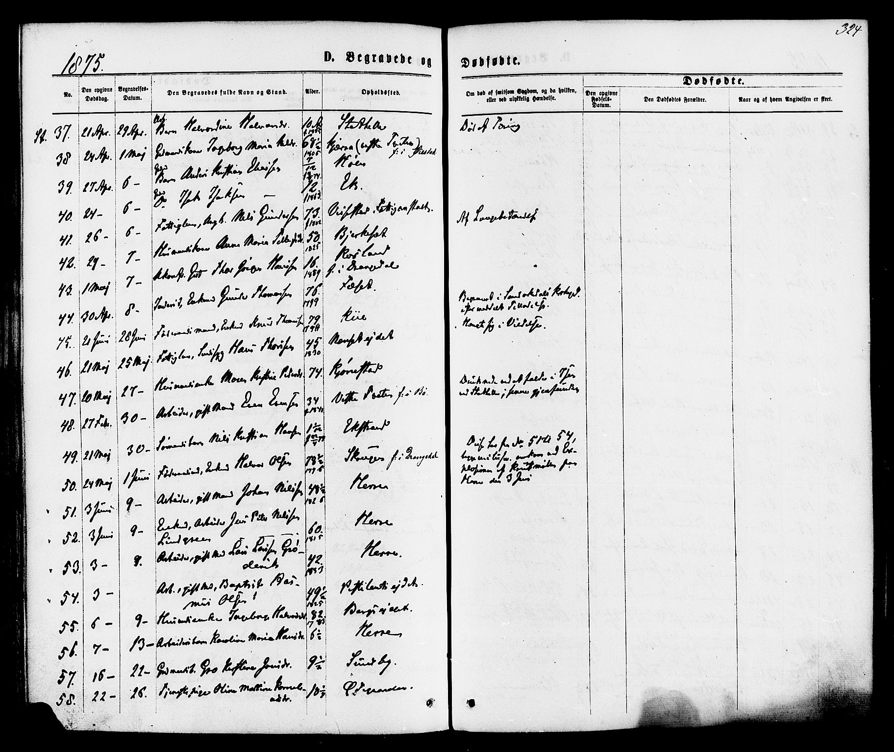 Bamble kirkebøker, AV/SAKO-A-253/F/Fa/L0006: Parish register (official) no. I 6, 1869-1877, p. 324