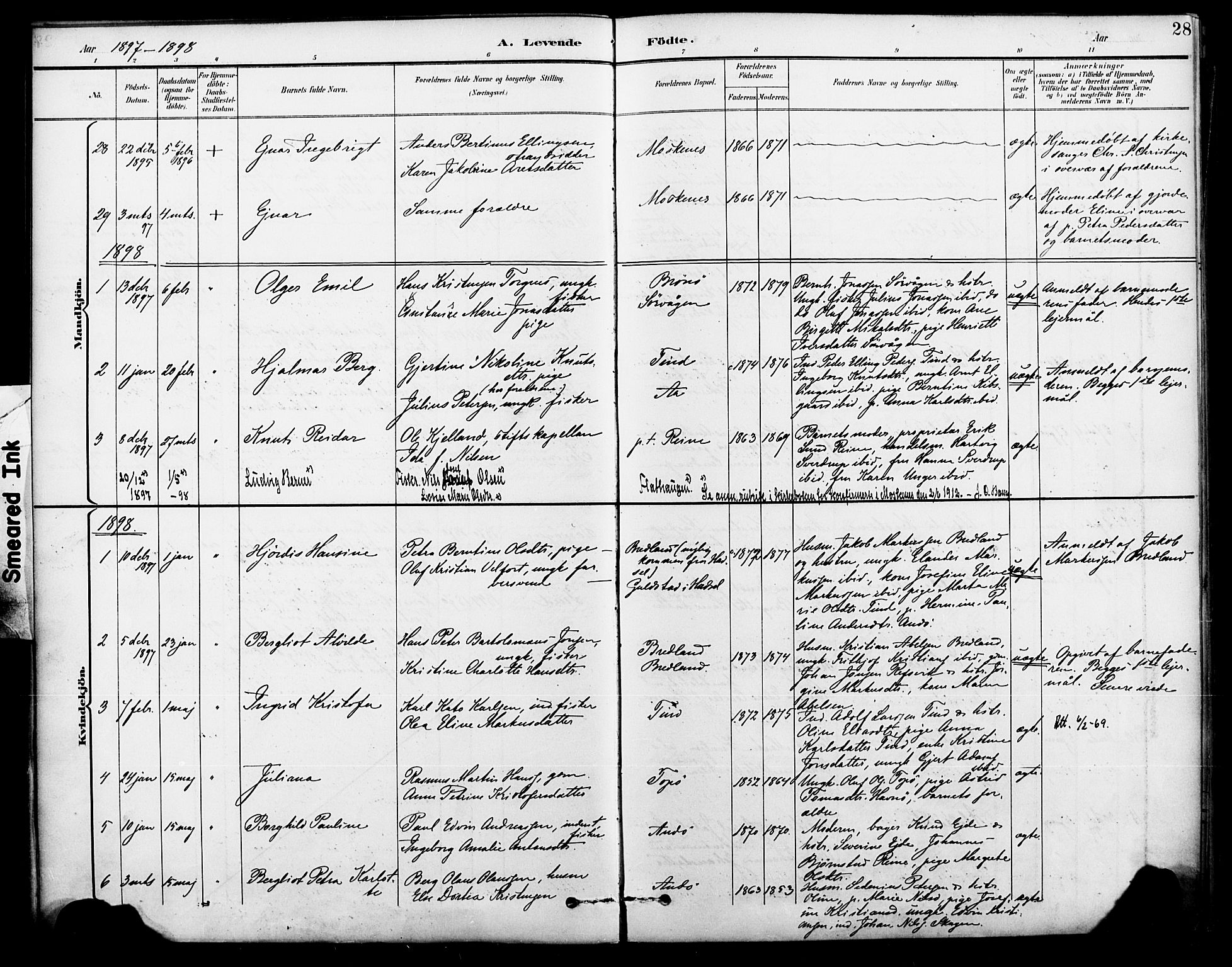 Ministerialprotokoller, klokkerbøker og fødselsregistre - Nordland, AV/SAT-A-1459/886/L1220: Parish register (official) no. 886A02, 1892-1903, p. 28