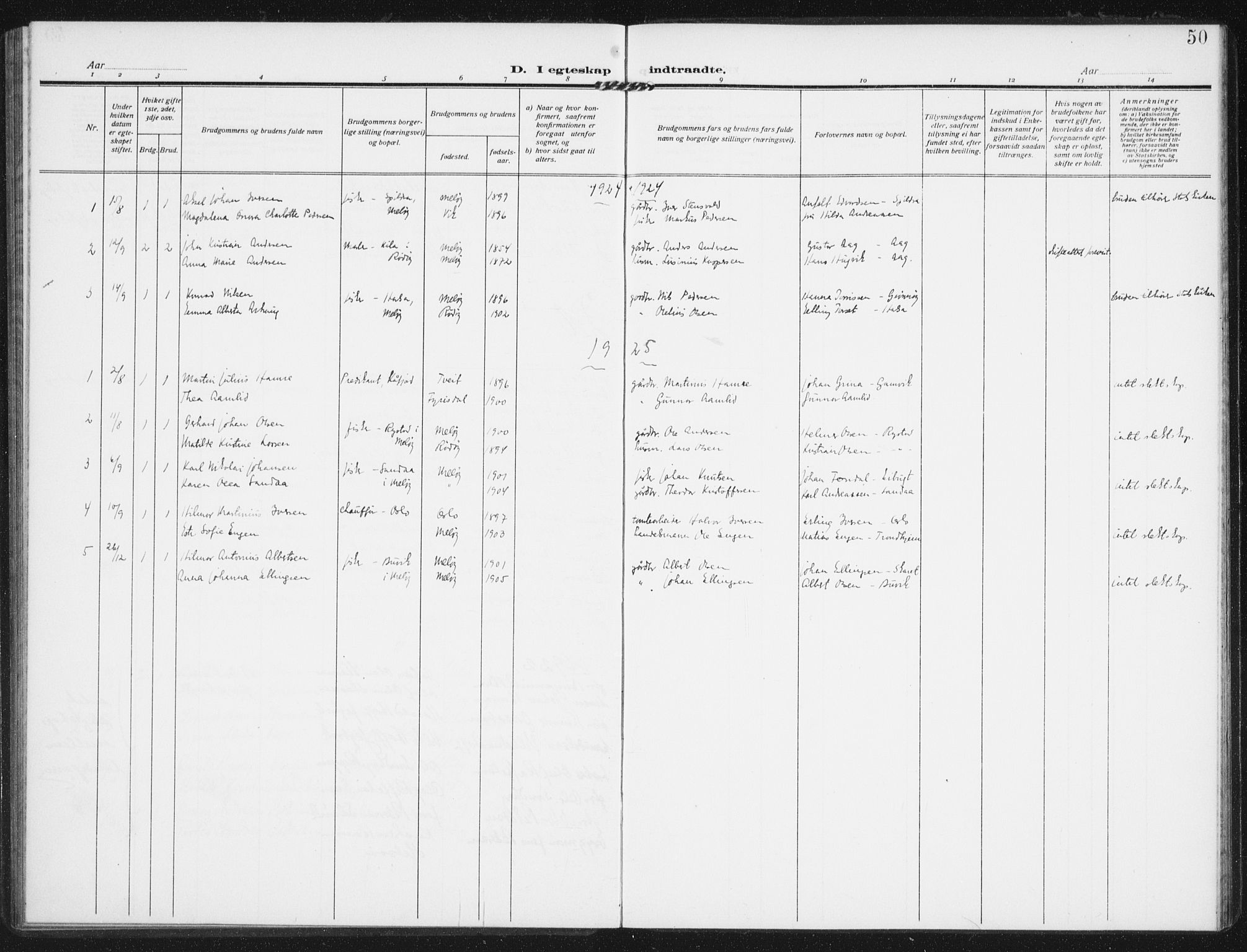Ministerialprotokoller, klokkerbøker og fødselsregistre - Nordland, SAT/A-1459/843/L0629: Parish register (official) no. 843A04, 1907-1925, p. 50