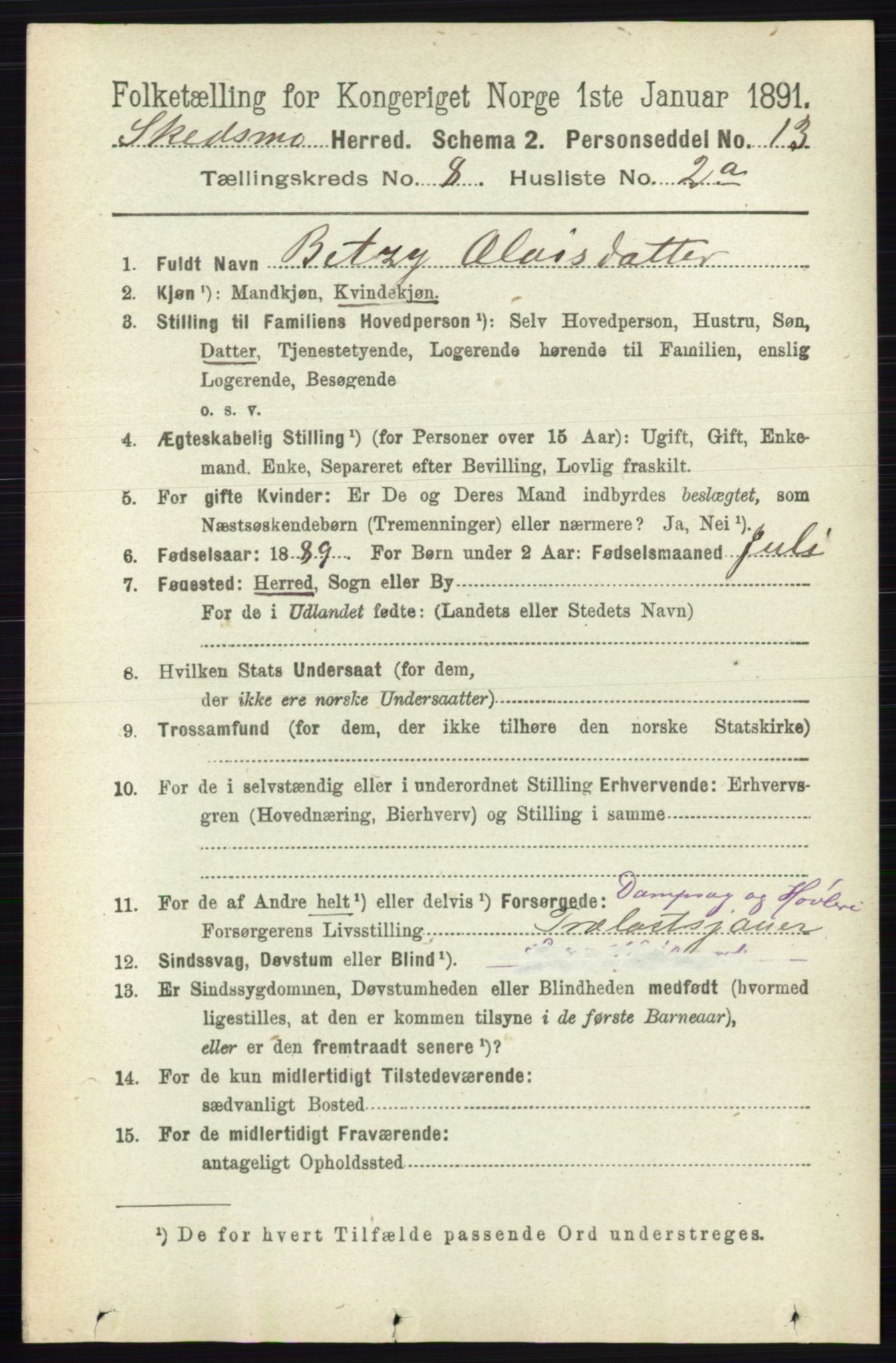 RA, 1891 census for 0231 Skedsmo, 1891, p. 3941