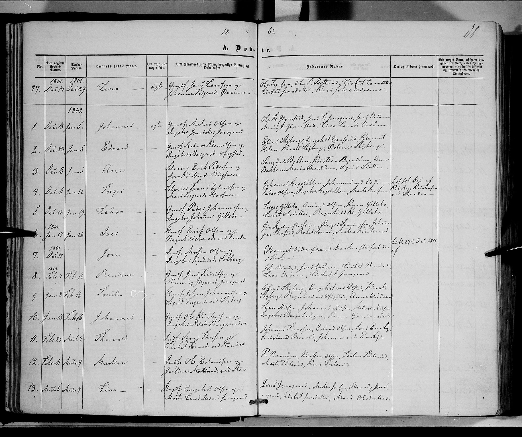 Øyer prestekontor, SAH/PREST-084/H/Ha/Haa/L0006: Parish register (official) no. 6, 1858-1874, p. 38
