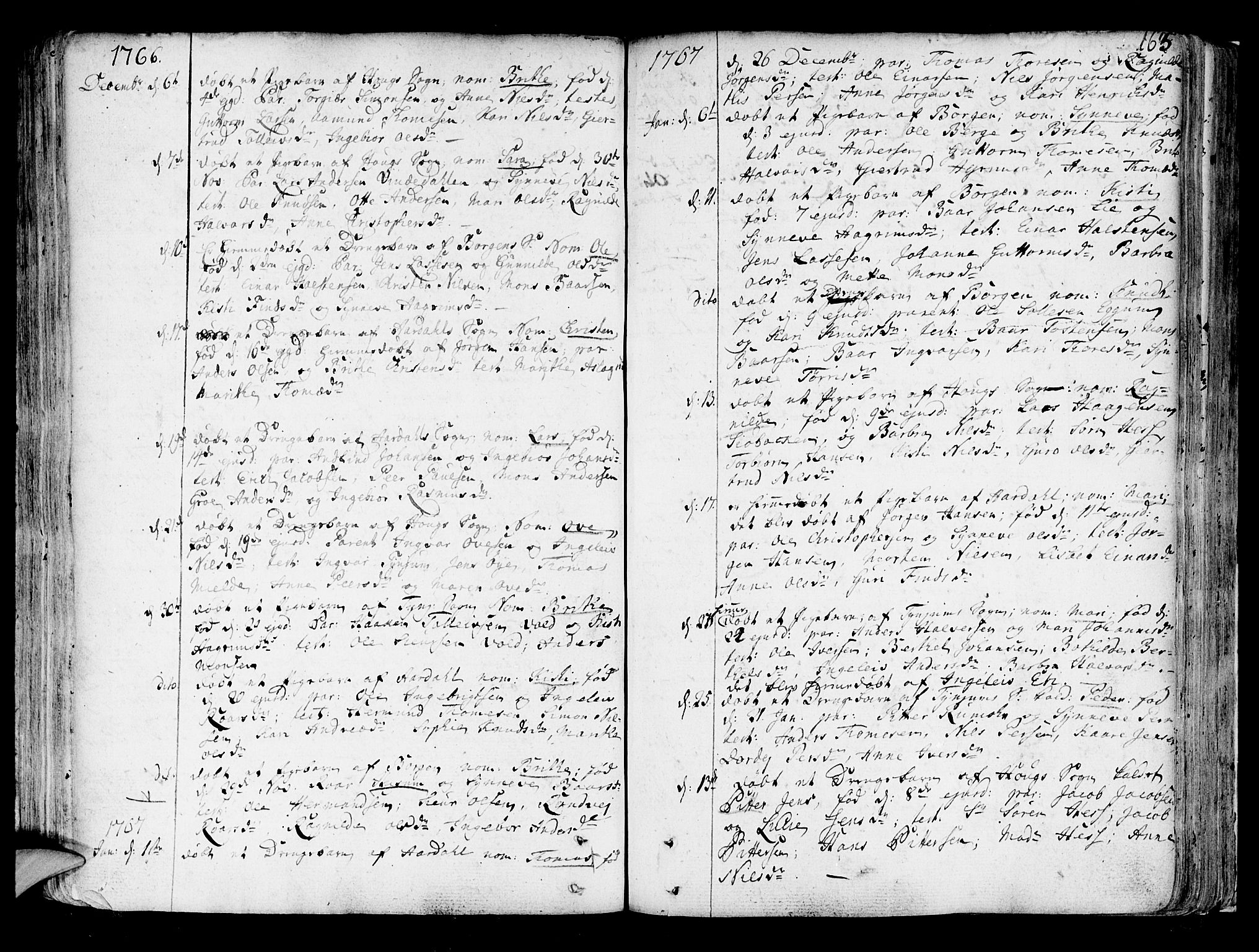 Lærdal sokneprestembete, SAB/A-81201: Parish register (official) no. A 2, 1752-1782, p. 163