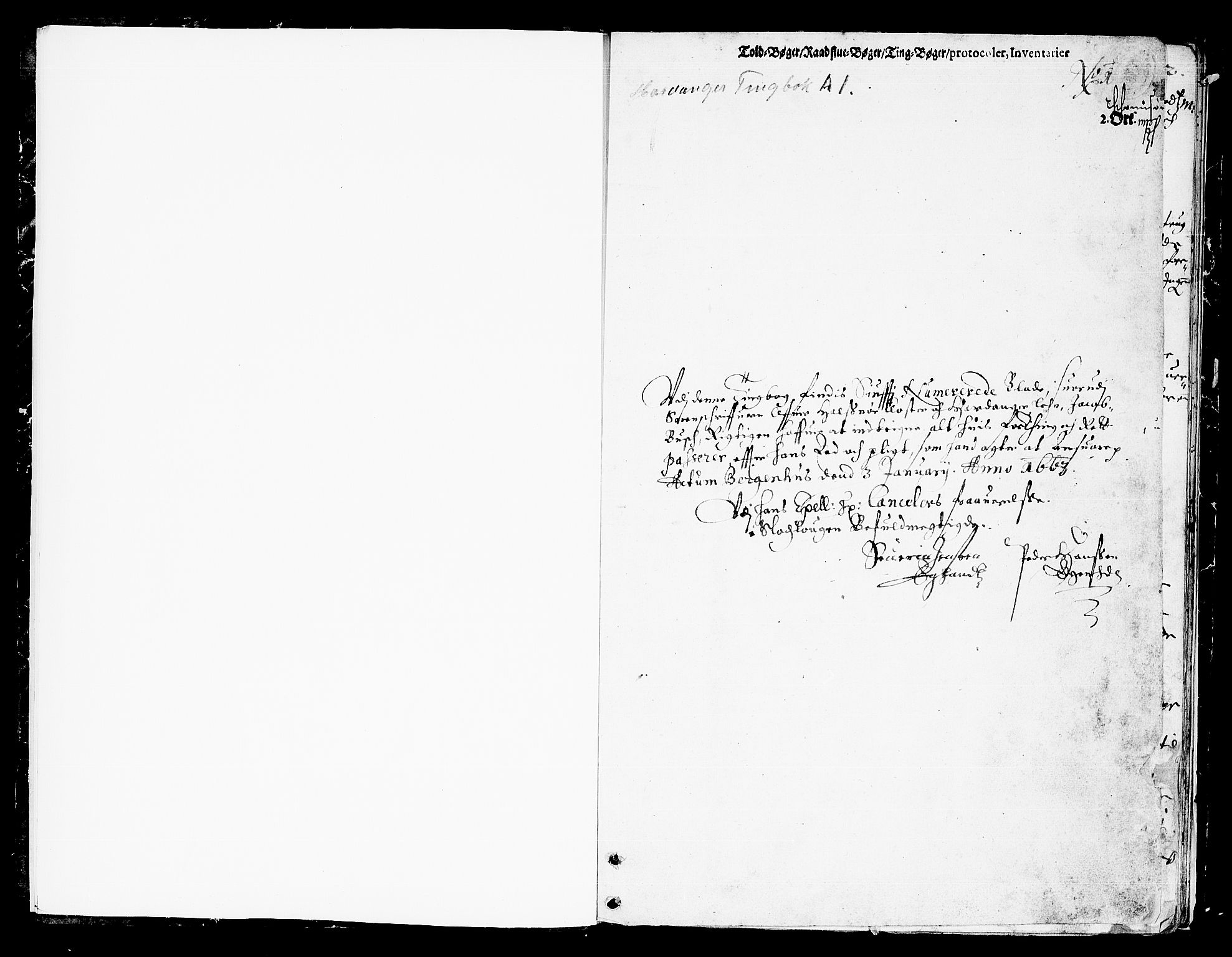 Hardanger og Voss sorenskriveri, SAB/A-2501/1/1A/1Ac/L0001: Tingbok for Hardanger, Lysekloster og Halsnøy kloster, 1663, p. 0b-1a