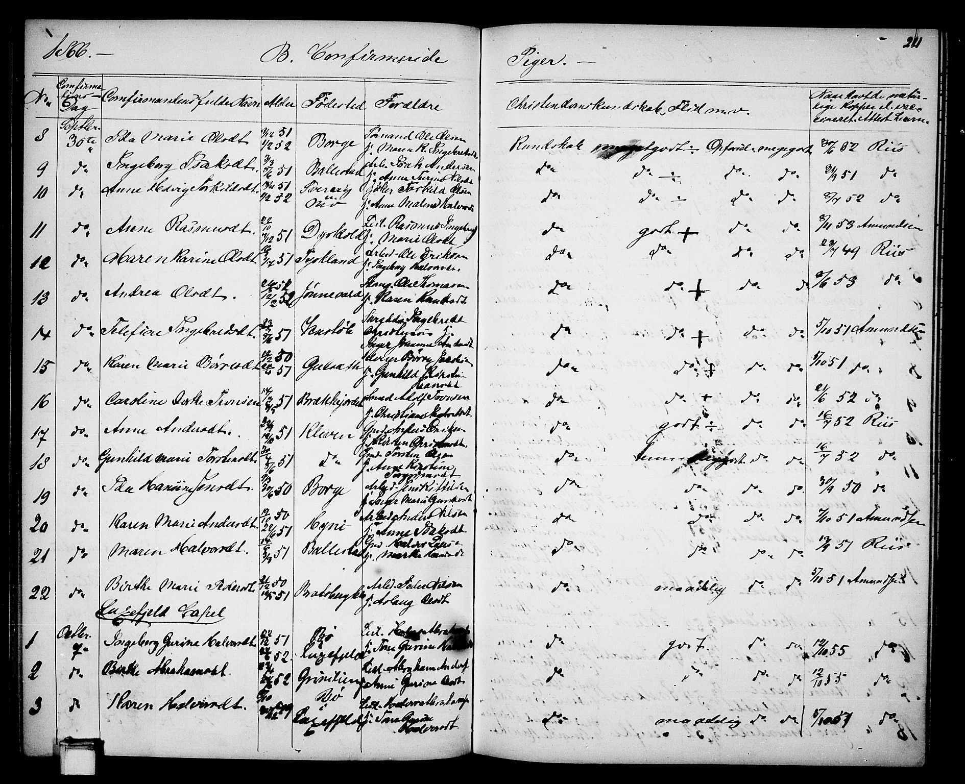 Gjerpen kirkebøker, SAKO/A-265/G/Ga/L0001: Parish register (copy) no. I 1, 1864-1882, p. 211