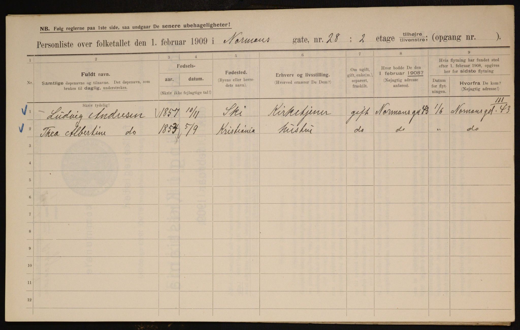 OBA, Municipal Census 1909 for Kristiania, 1909, p. 66594