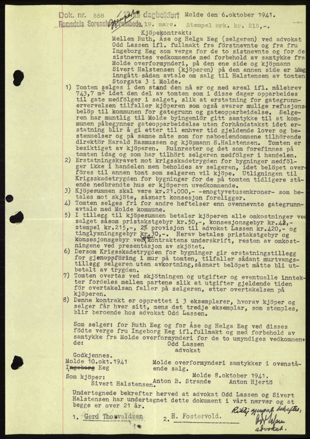 Romsdal sorenskriveri, AV/SAT-A-4149/1/2/2C: Mortgage book no. A12, 1942-1942, Diary no: : 558/1942