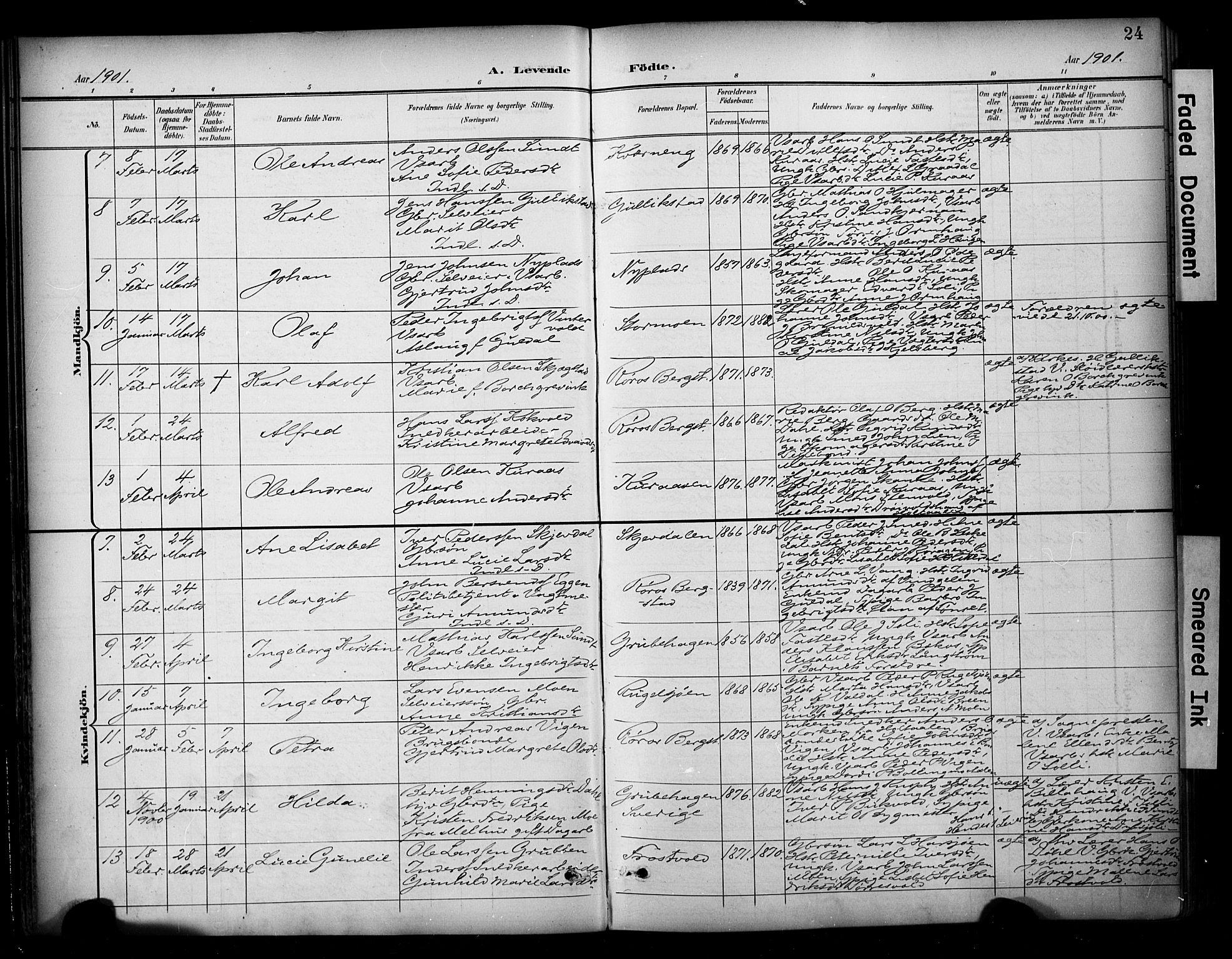 Ministerialprotokoller, klokkerbøker og fødselsregistre - Sør-Trøndelag, SAT/A-1456/681/L0936: Parish register (official) no. 681A14, 1899-1908, p. 24