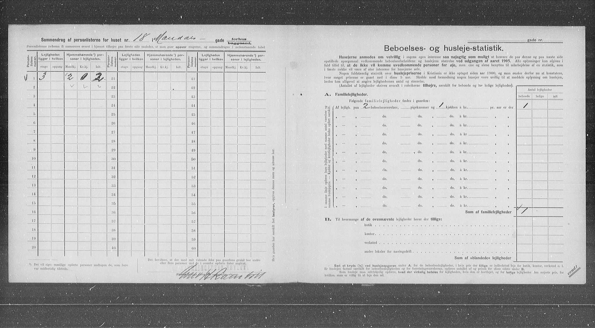 OBA, Municipal Census 1905 for Kristiania, 1905, p. 31657