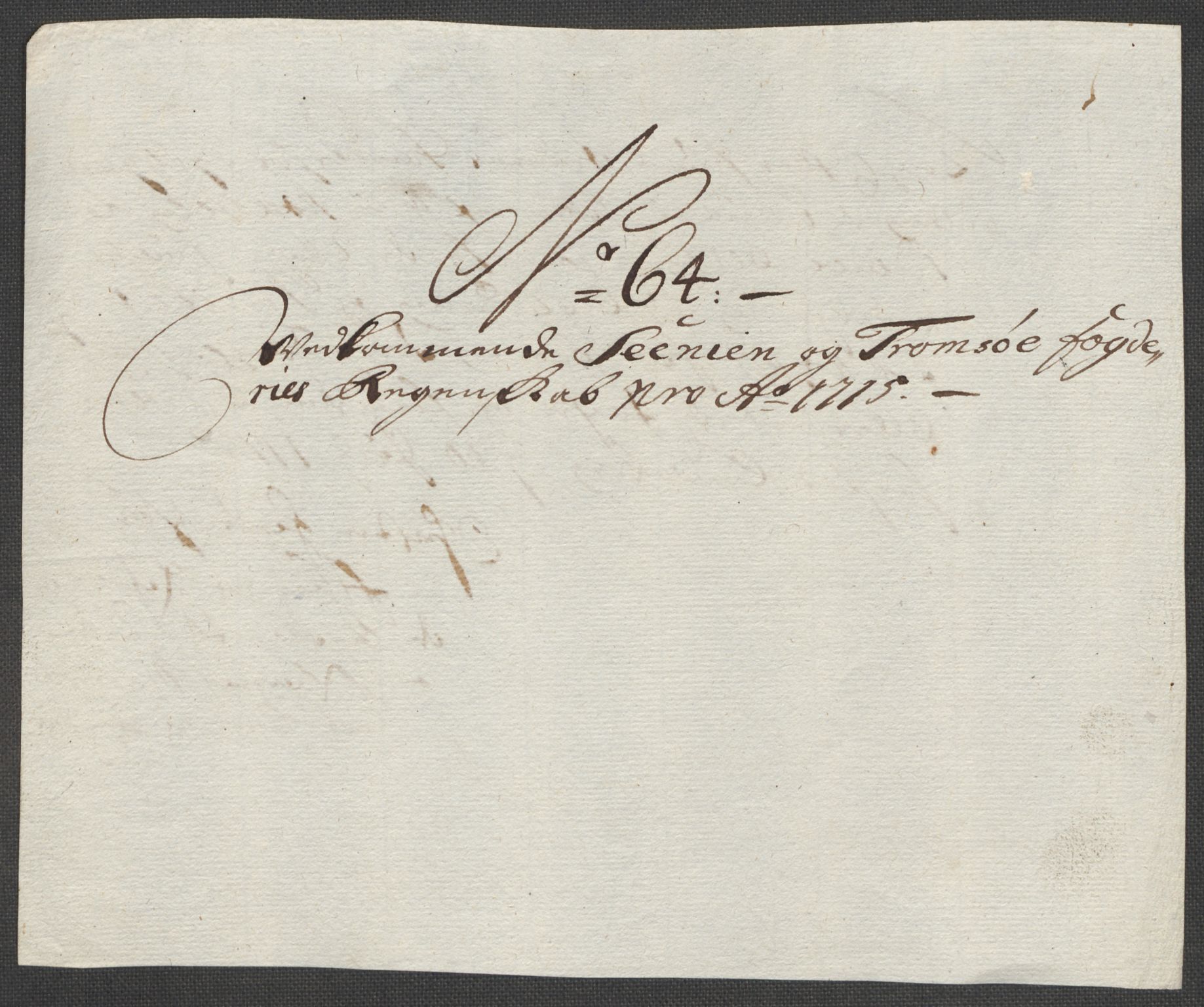 Rentekammeret inntil 1814, Reviderte regnskaper, Fogderegnskap, AV/RA-EA-4092/R68/L4761: Fogderegnskap Senja og Troms, 1715, p. 285