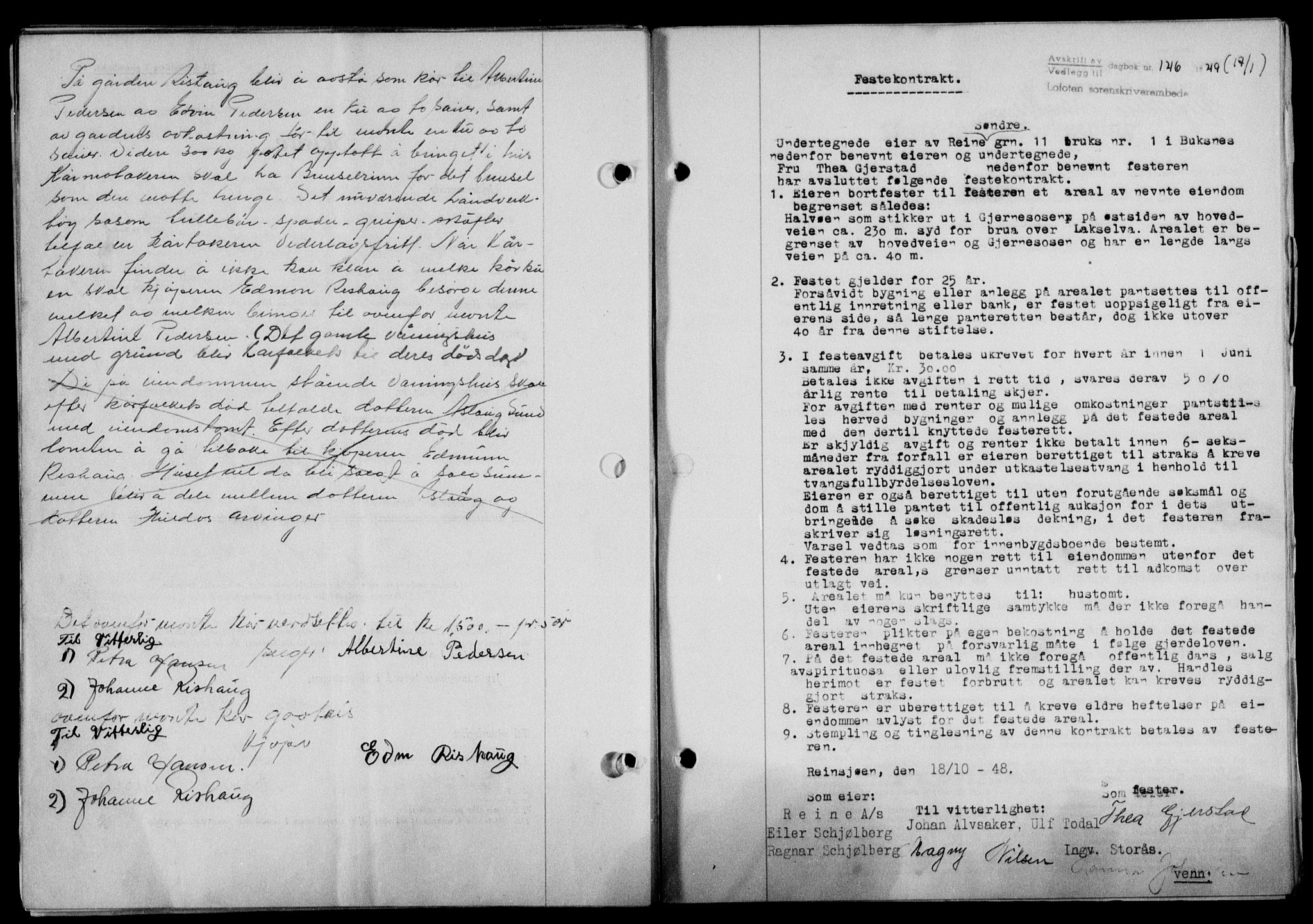 Lofoten sorenskriveri, SAT/A-0017/1/2/2C/L0020a: Mortgage book no. 20a, 1948-1949, Diary no: : 146/1949
