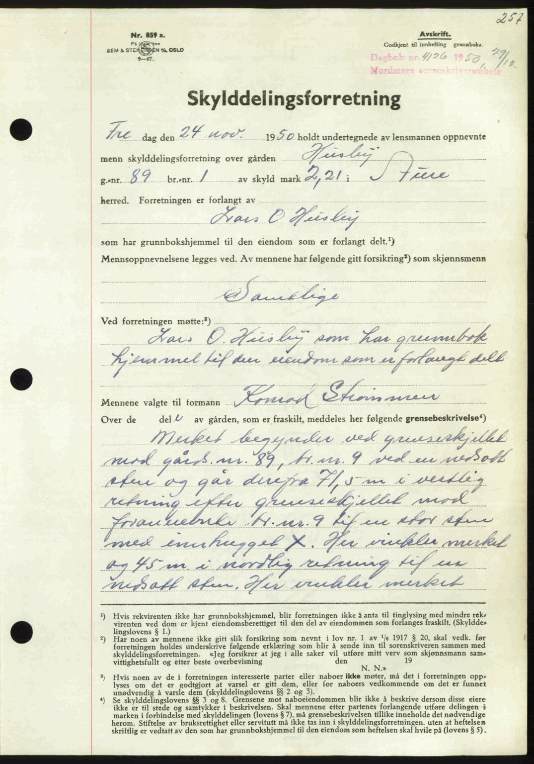 Nordmøre sorenskriveri, AV/SAT-A-4132/1/2/2Ca: Mortgage book no. A117, 1950-1950, Diary no: : 4126/1950