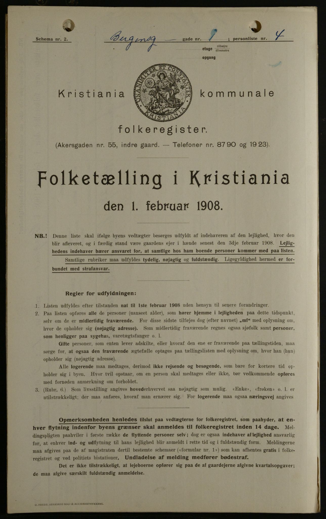 OBA, Municipal Census 1908 for Kristiania, 1908, p. 3747