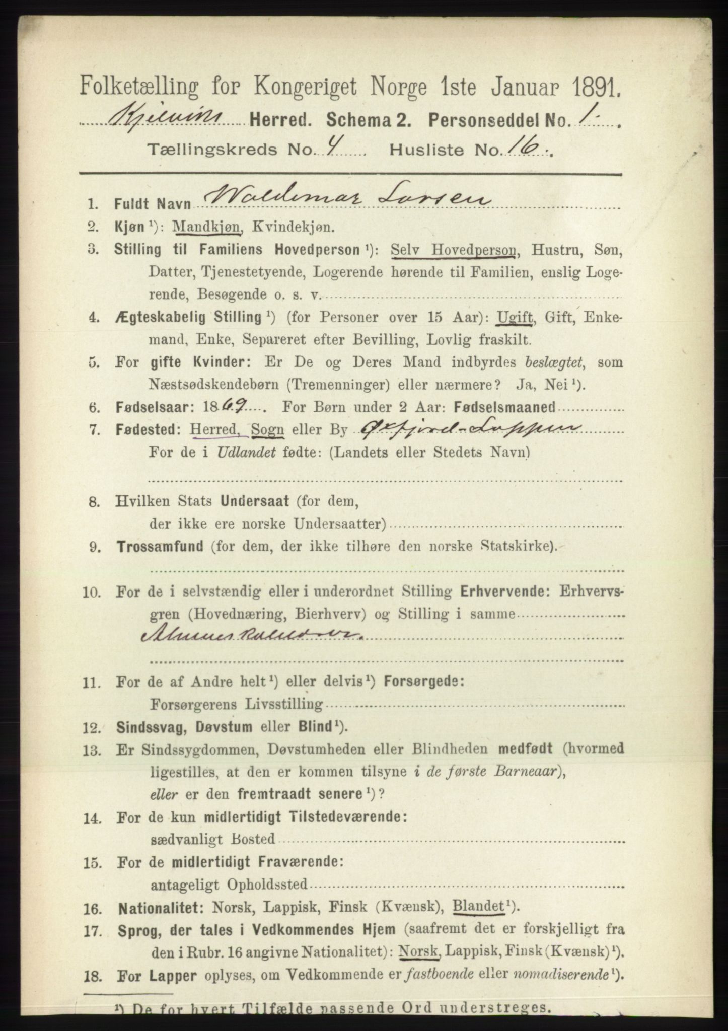 RA, 1891 census for 2019 Kjelvik, 1891, p. 531