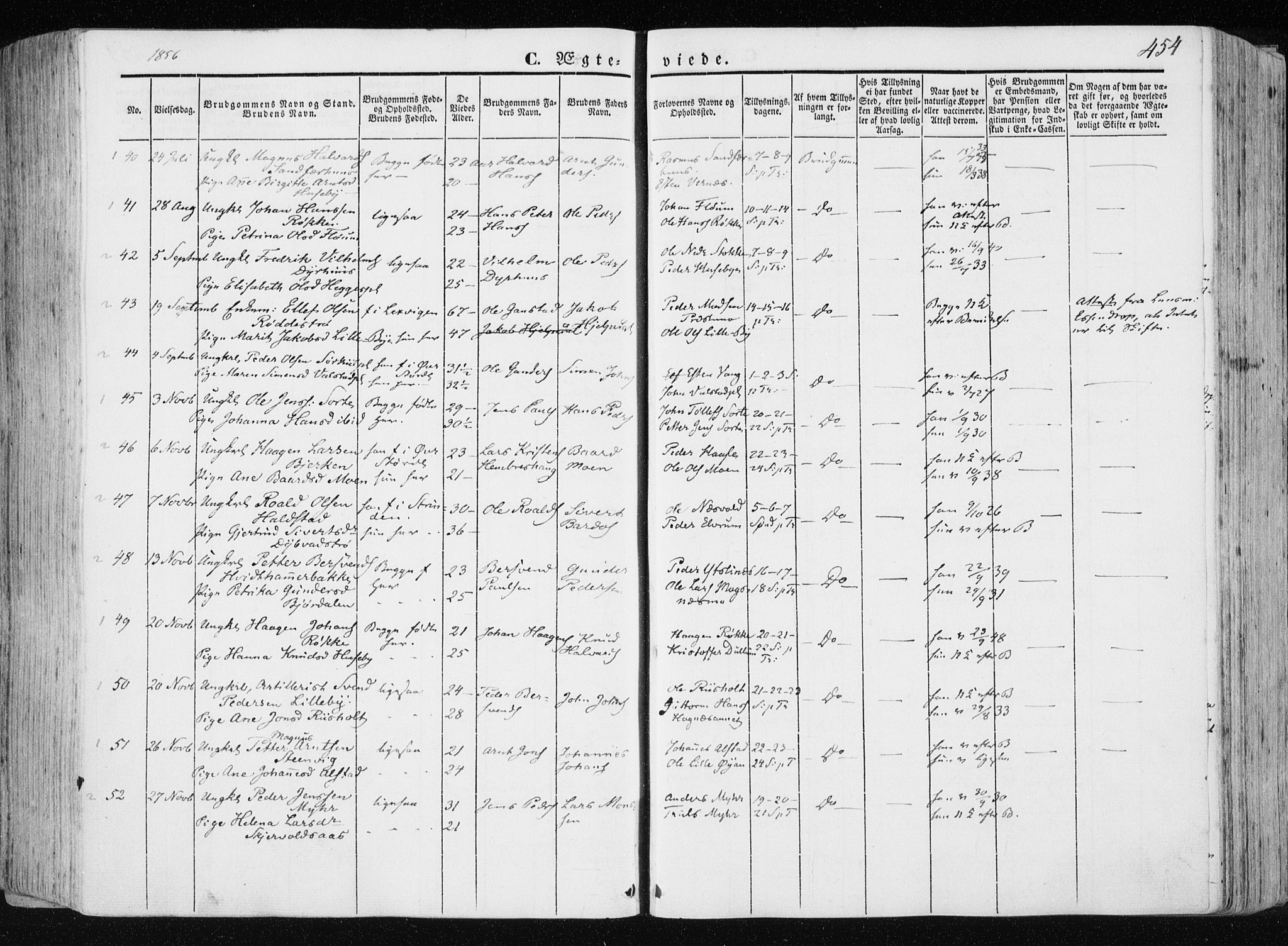 Ministerialprotokoller, klokkerbøker og fødselsregistre - Nord-Trøndelag, SAT/A-1458/709/L0074: Parish register (official) no. 709A14, 1845-1858, p. 454