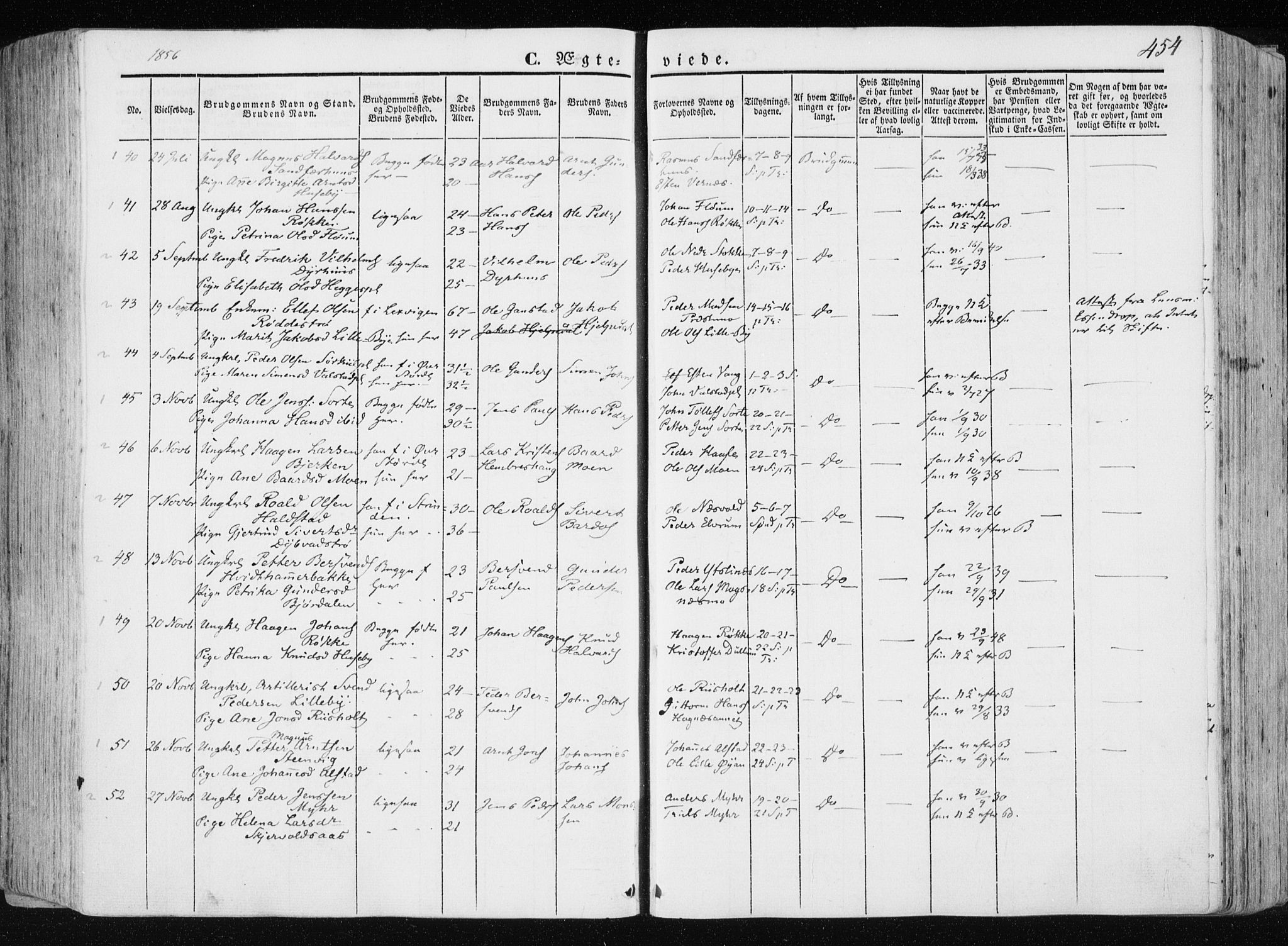 Ministerialprotokoller, klokkerbøker og fødselsregistre - Nord-Trøndelag, AV/SAT-A-1458/709/L0074: Parish register (official) no. 709A14, 1845-1858, p. 454