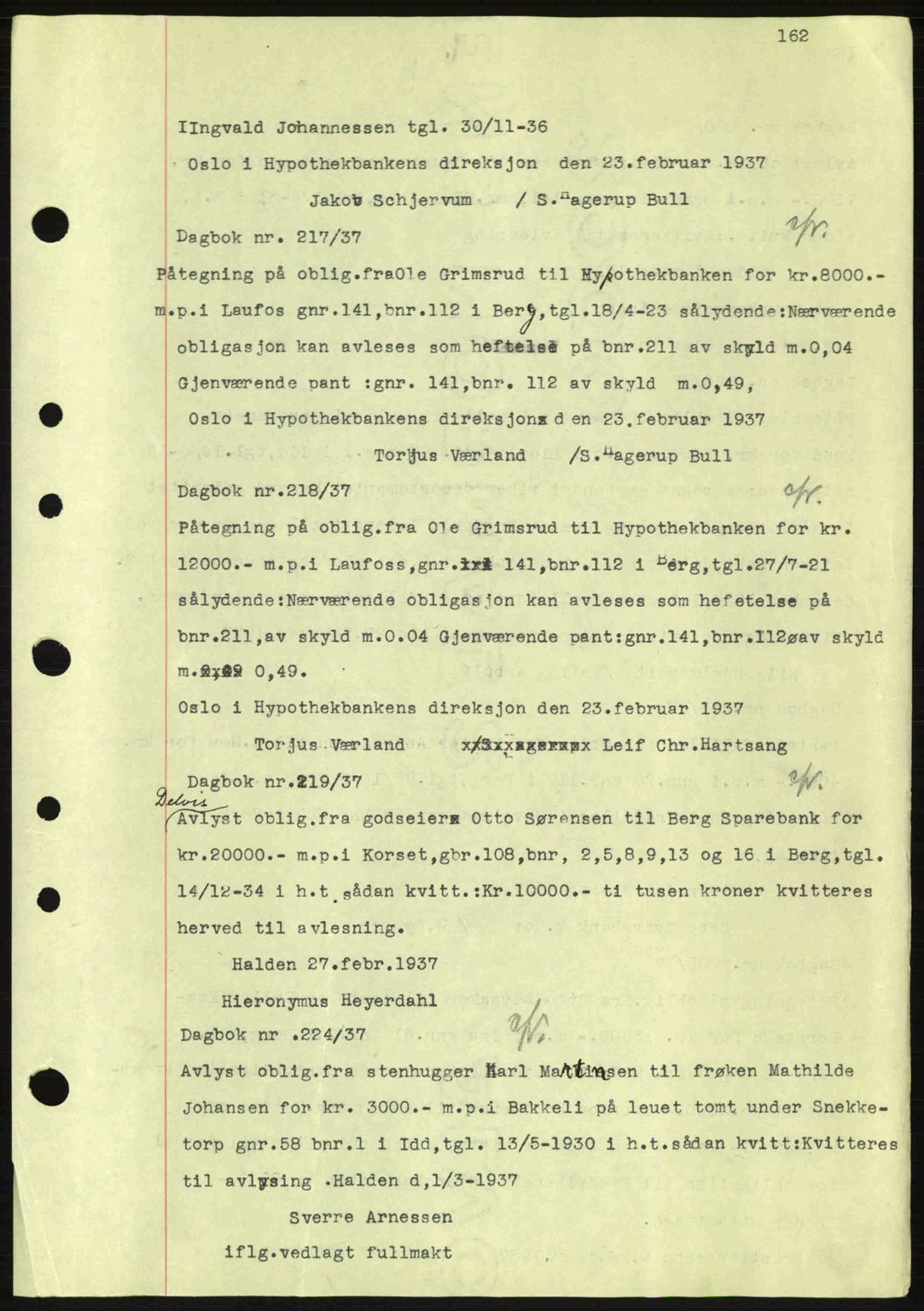 Idd og Marker sorenskriveri, AV/SAO-A-10283/G/Gb/Gbc/L0001: Mortgage book no. B1-3, 1936-1939, Diary no: : 217/1937