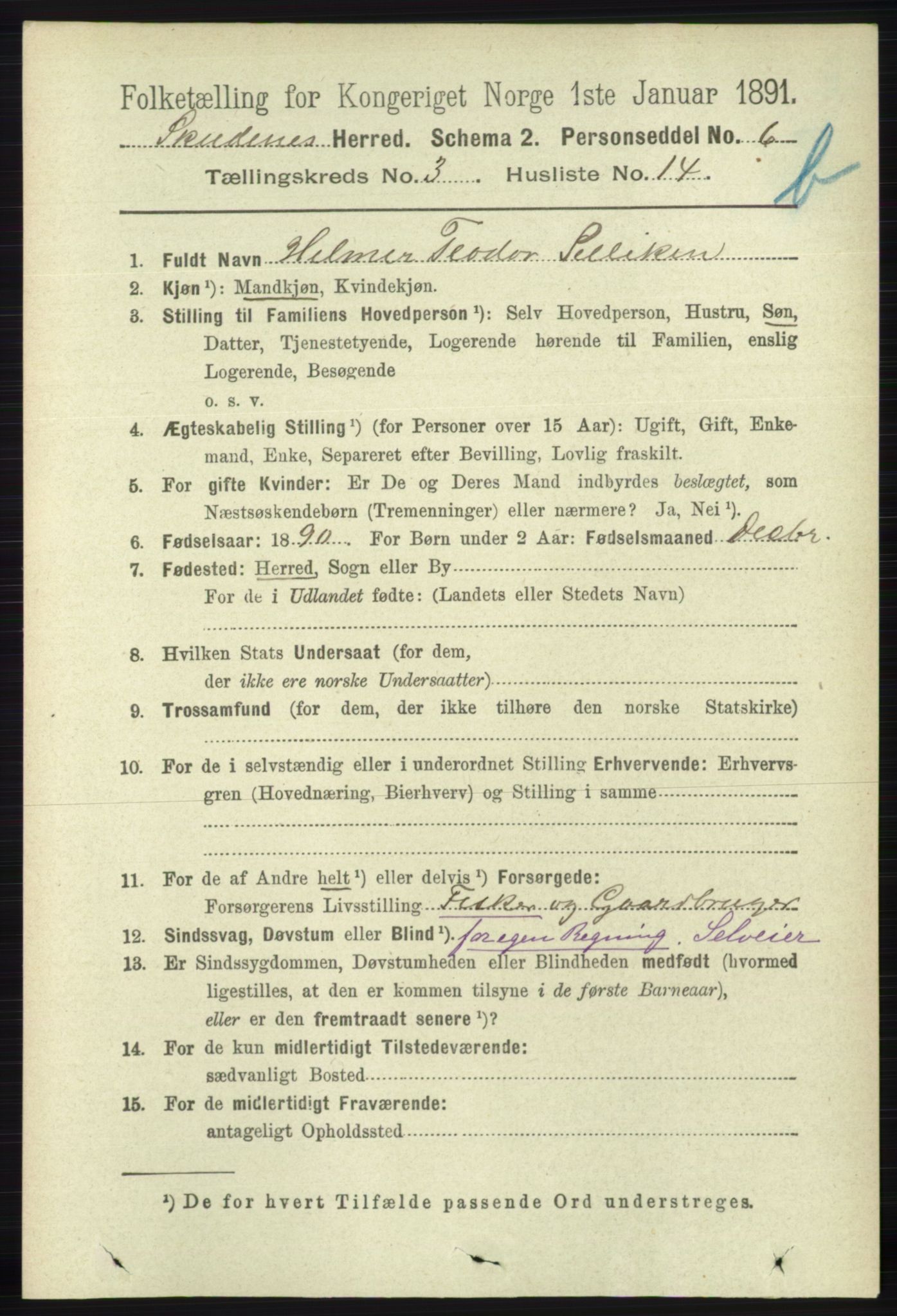 RA, 1891 census for 1150 Skudenes, 1891, p. 4072