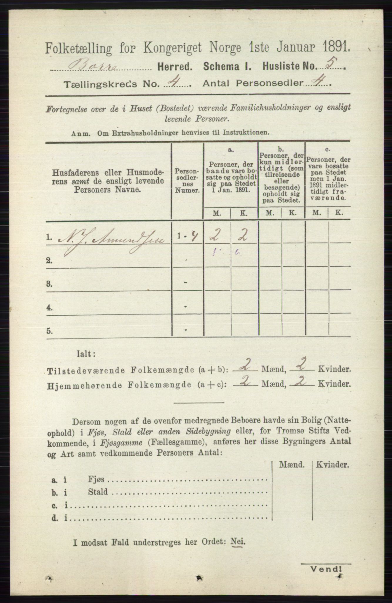 RA, 1891 census for 0717 Borre, 1891, p. 1622