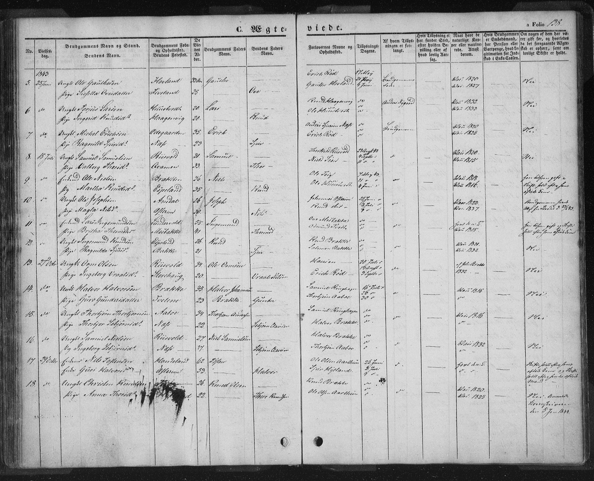 Sand sokneprestkontor, AV/SAST-A-101848/01/III/L0002: Parish register (official) no. A 2, 1838-1859, p. 138