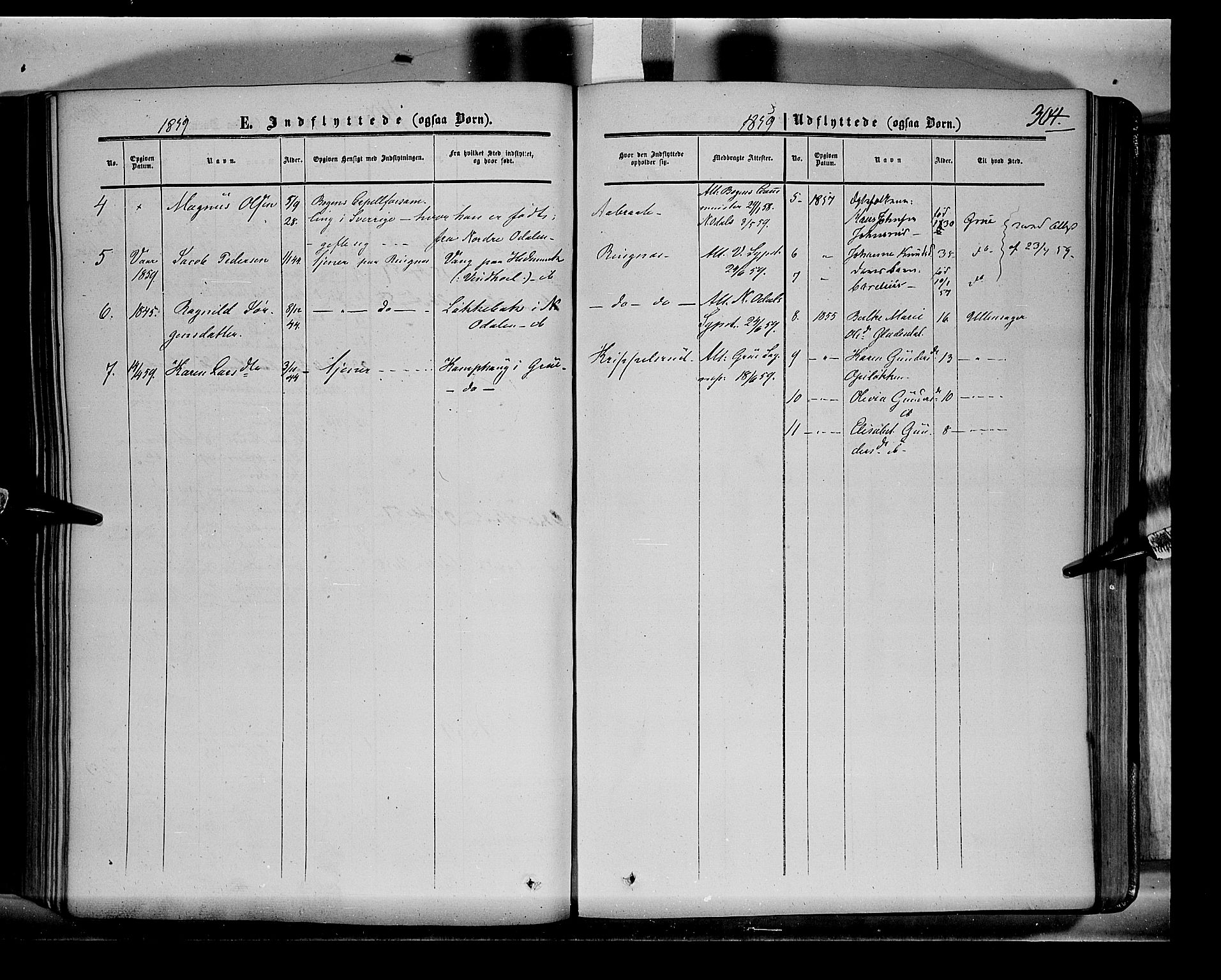 Sør-Odal prestekontor, AV/SAH-PREST-030/H/Ha/Haa/L0001: Parish register (official) no. 1, 1849-1859, p. 304