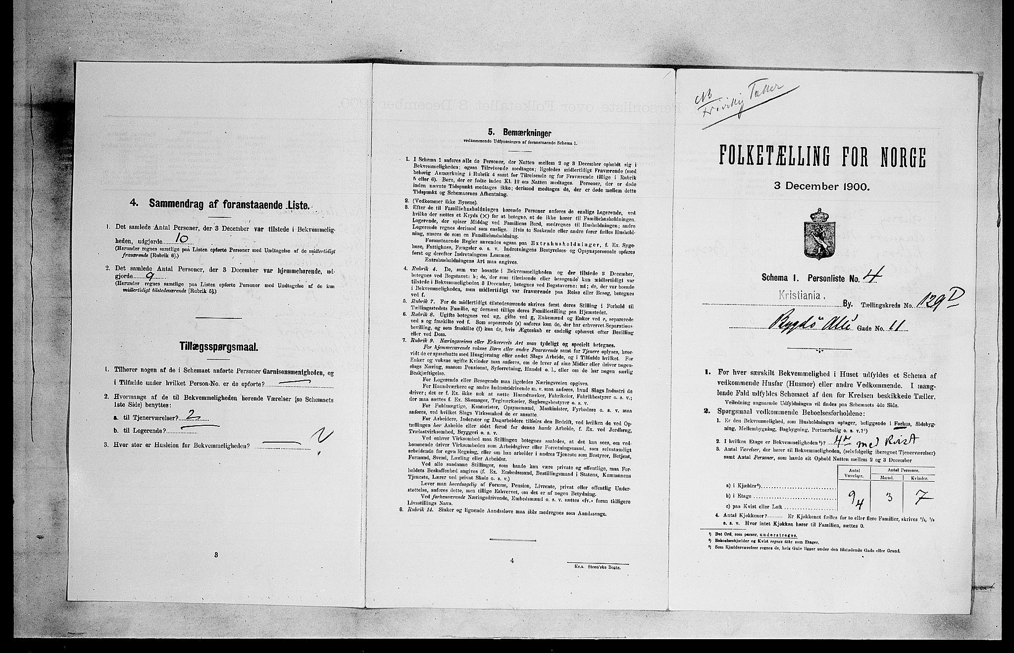 SAO, 1900 census for Kristiania, 1900, p. 9727